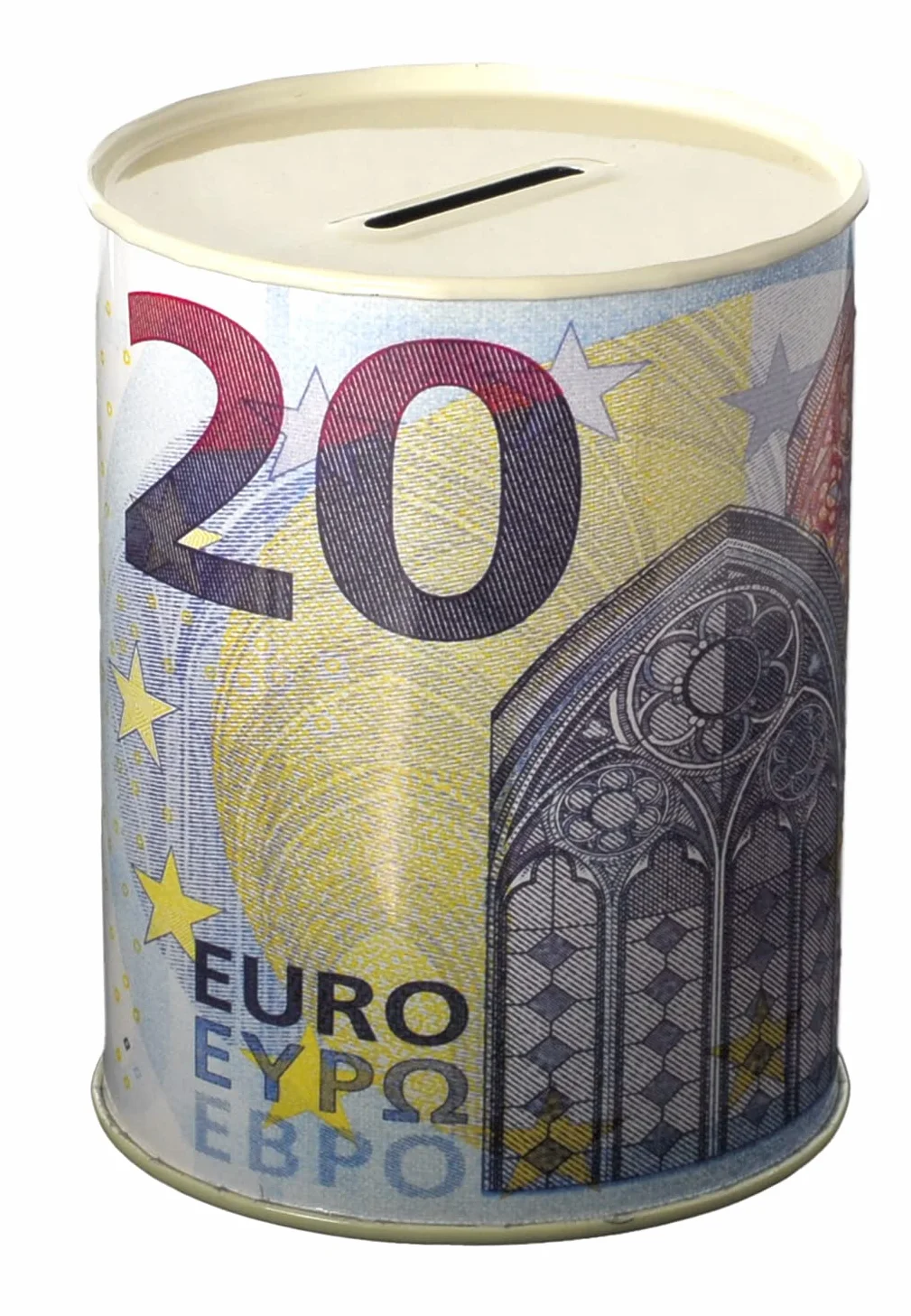 Skarbonka na pieniądze z papieru na monetę Banknoty z metalu nieotwieralnego (banknot 20 euro) 11 x 8,5 cm