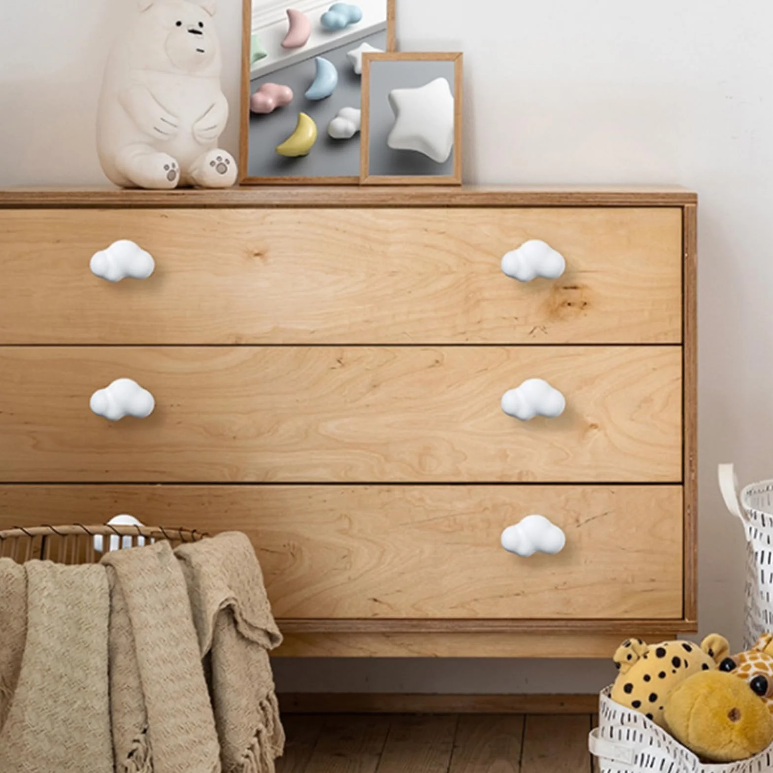 Ceramiczne gałki meblowe do pokoju dziecięcego, 10 sztuk, chmury, uchwyty do szuflad, guziki do szafy, kresówki, gałki do drzwi, dla dzieci, szafy, szuflady, komody