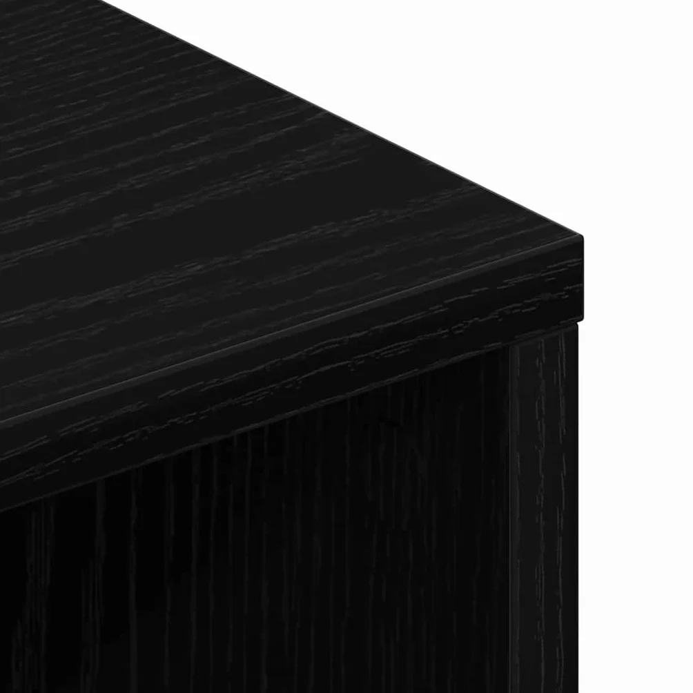 Szafka pod telewizor czarna, 90 x 35 x 40,5 cm, materiał drewnopochodny, nowoczesne wzornictwo, uniwersalna podstawka pod telewizor, oszczędzająca miejsce konsola medialna do salonu