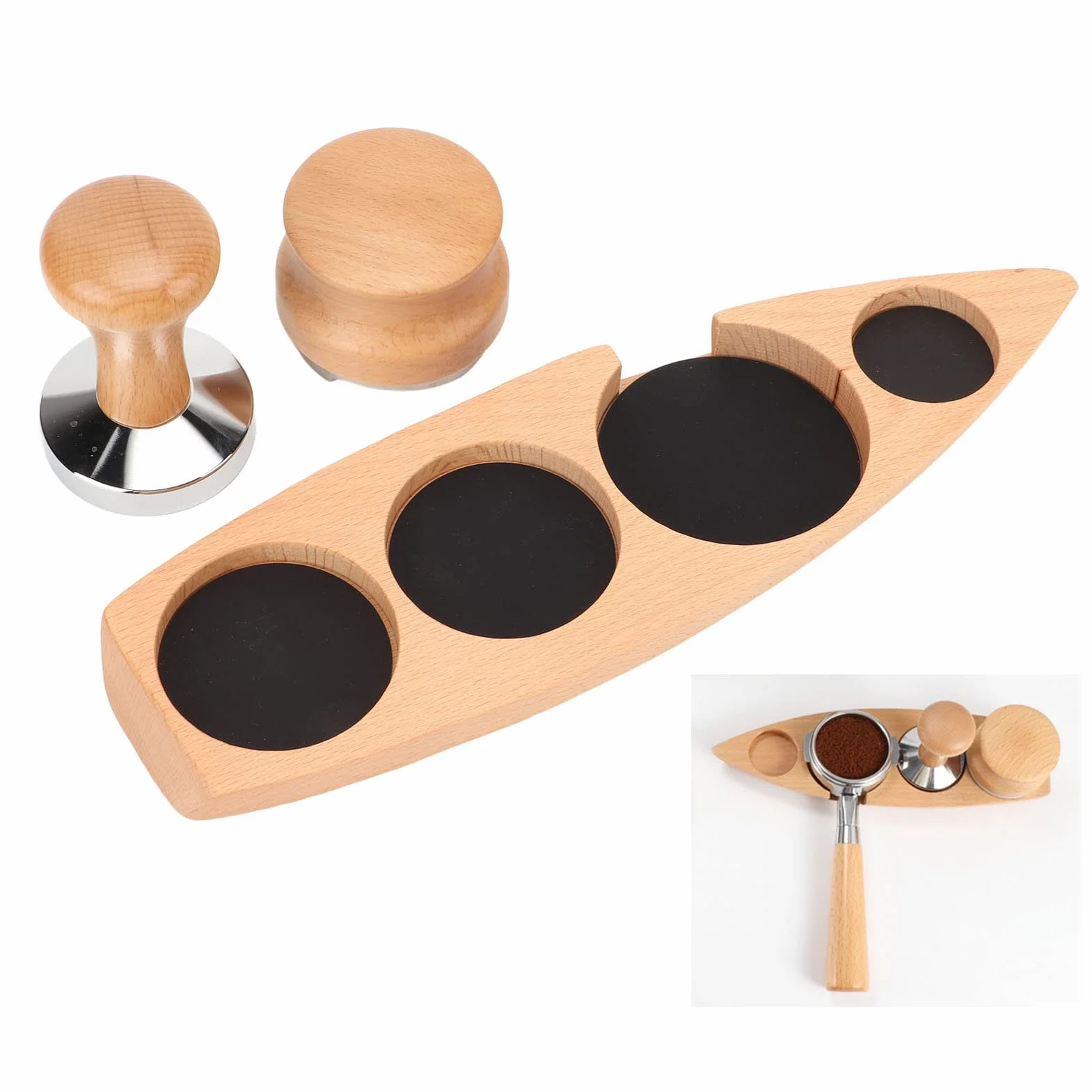 Dystrybutor Ubijaka do Kawy Zestaw Uchwytów Dystrybutora Kawy Mielonej Młotek do Kawy Espresso Stacja Ubijania Filtr do Kawy Uchwyt Sabotażu Organizacja dla(Do podstawy 58 mm, sabotażu 58 mm,)