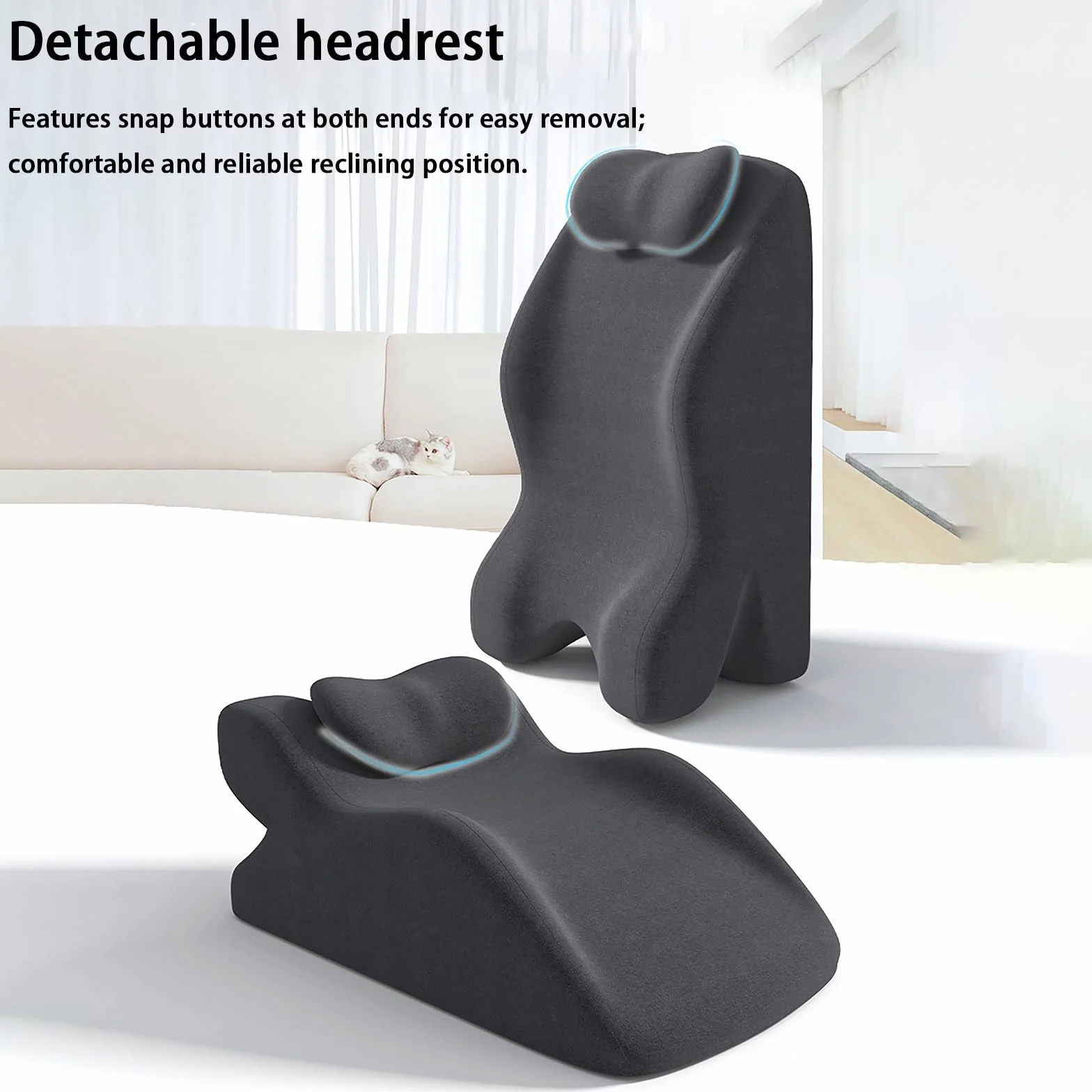 Sweet Spot Pillow Dla Par, Klinowy Podkład 27° Do Ustawienia Pozycji, Poduszka Wspierająca Z Pianki Memory Z Zagłówkiem Do Komfortu W Pozycji Siedzącej I Leżącej,Light gray B-60x36x24cm