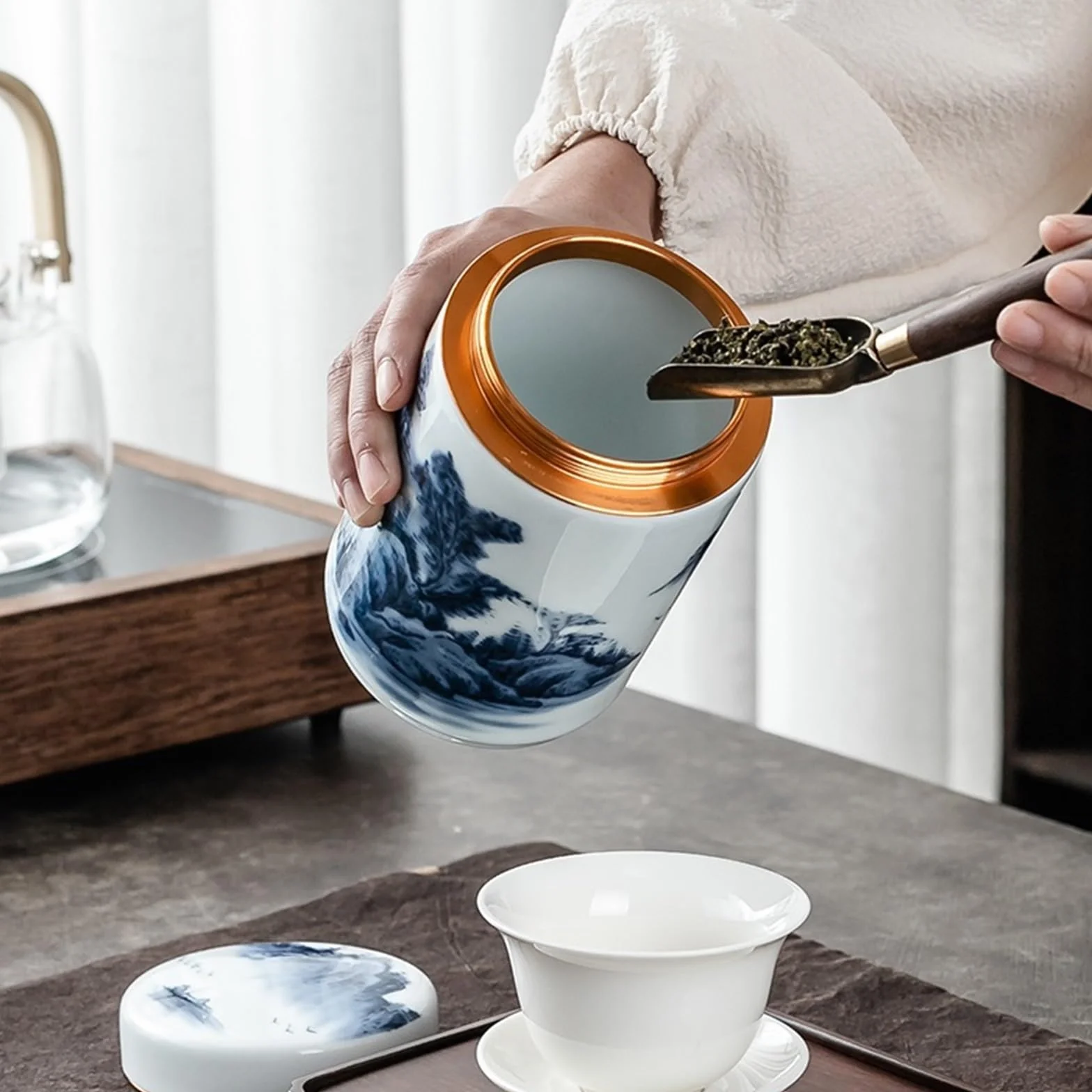 Pojemnik na herbatę Zapieczętowany garnek ceramiczny pojemnik do przechowywania butelek świeży dzbanek do herbaty ziarna kawy chiński Vintage pudełko do przechowywania w domu Pojemnik na herbatę
