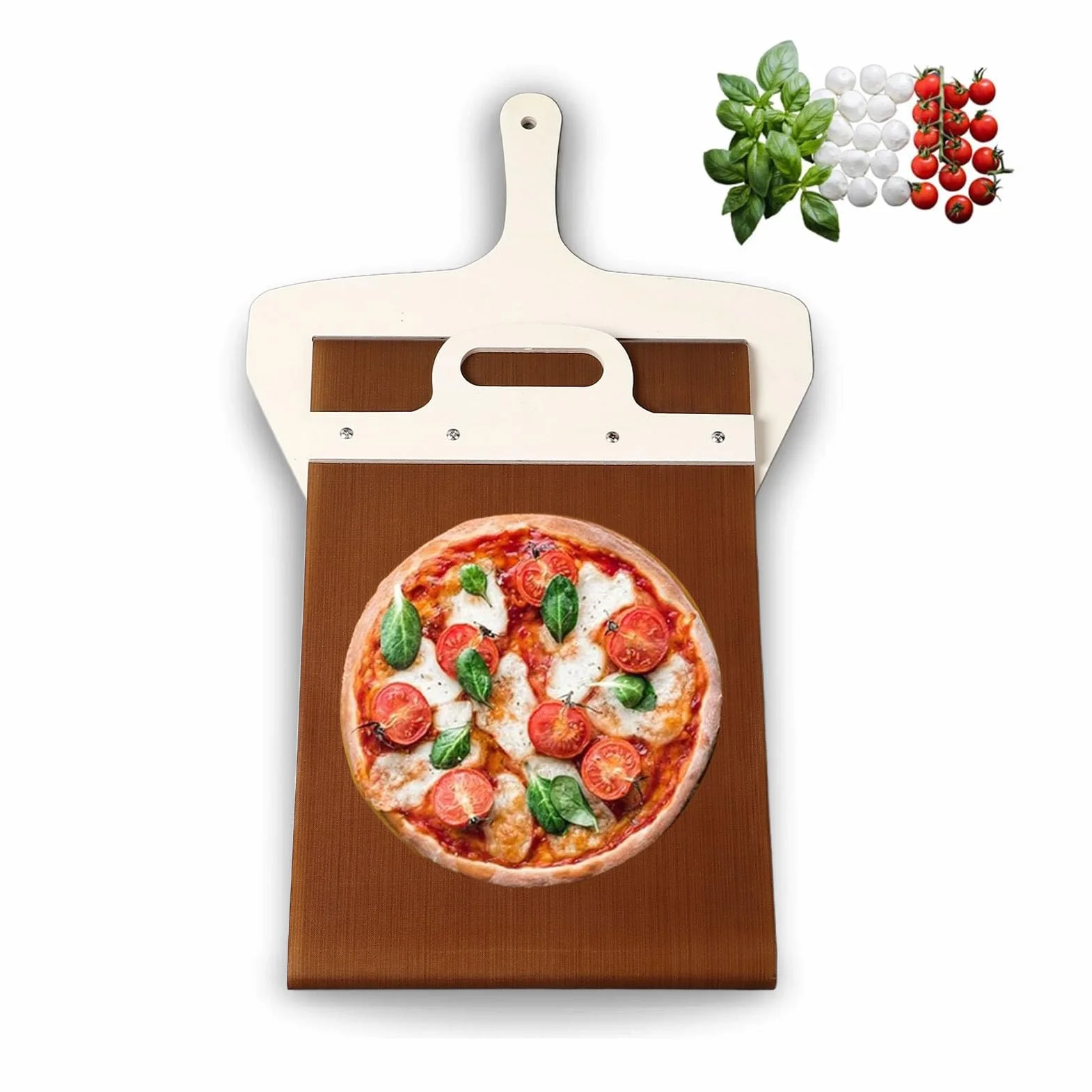 Przesuwana Obieraczka do Pizzy, Nieprzywierający Suwak do Obierania Pizzy, Który Idealnie Przenosi pizzę, łopatka do Pizzy z Jasnego Drewna do Pieczenia, 19,7x11,8 Cala
