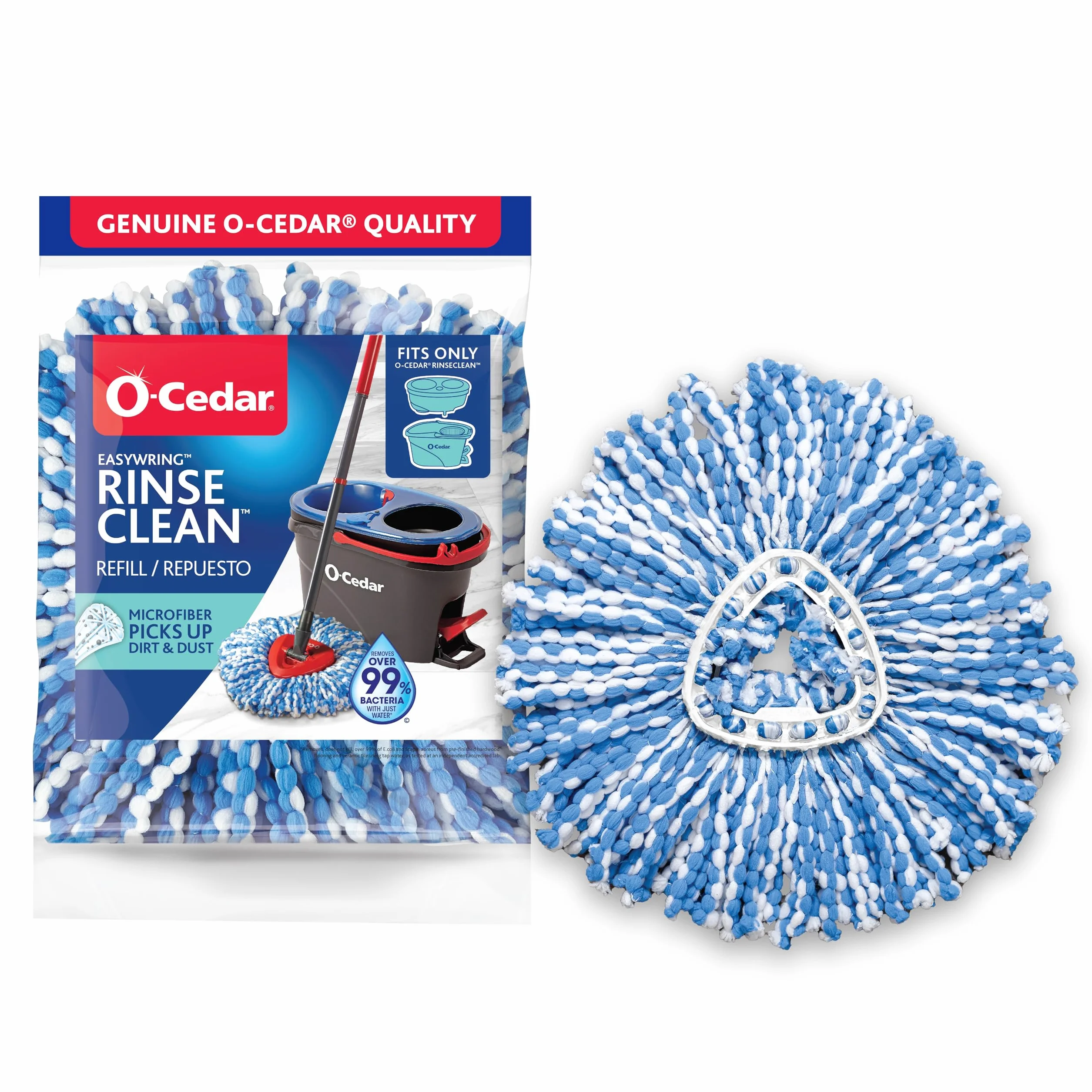 O-Cedar EasyWring RinseClean wkład do mopa obrotowego z mikrofibry, wykładzina podłogowa, niebieski, 1 szt