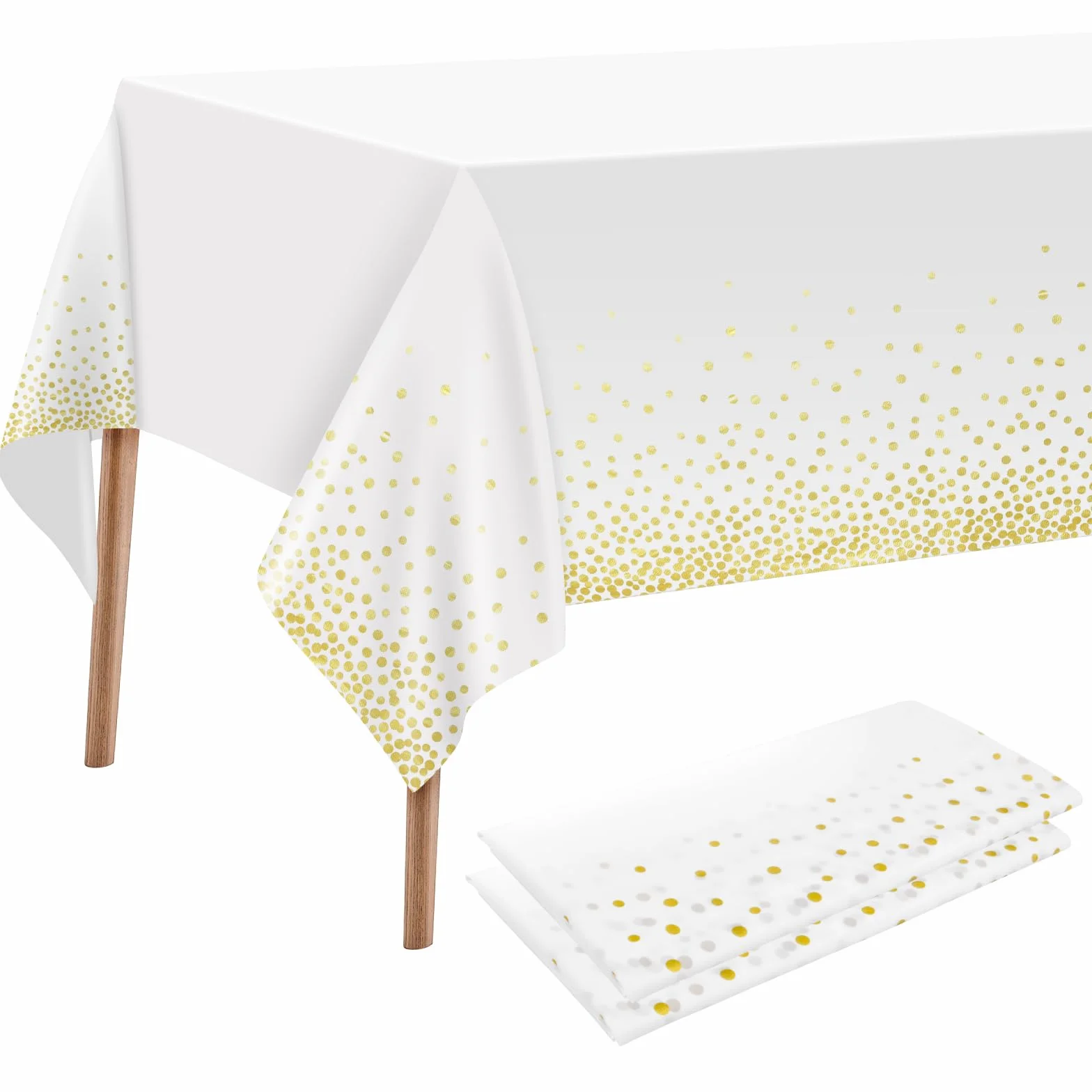 2 szt. Prostokątny plastikowy obrus w kropki (137 x 274 cm), łatwy do wytarcia, wodoodporny, obrus na baby shower, wydarzenia, ślub, urodziny, Boże Narodzenie, przyjęcie, dekoracje stołu