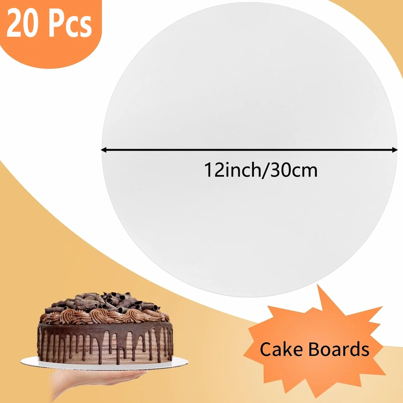 20 sztuk podkładek pod tort, okrągłe, 30 cm, kolor biały, wysokiej jakości patera na tort, do ciast i tortów, 20 sztuk