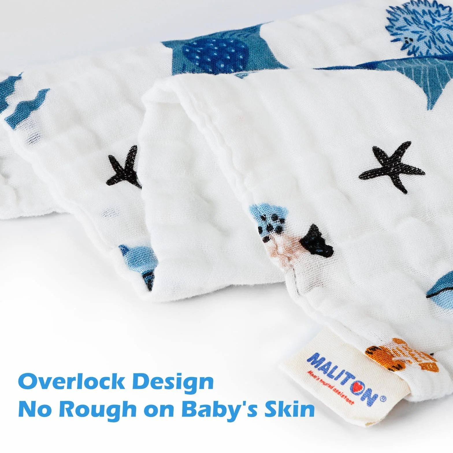 Maliton Baby Muslins Cotton, 6 Sztuk 70 * 70 cm Pieluchy Muslinowe, 6 Warstw Absorpcji Wody i Miękkości Szyfonu dla Niemowląt, Pieluszki Burp Wrażliwej Skóry Noworodków