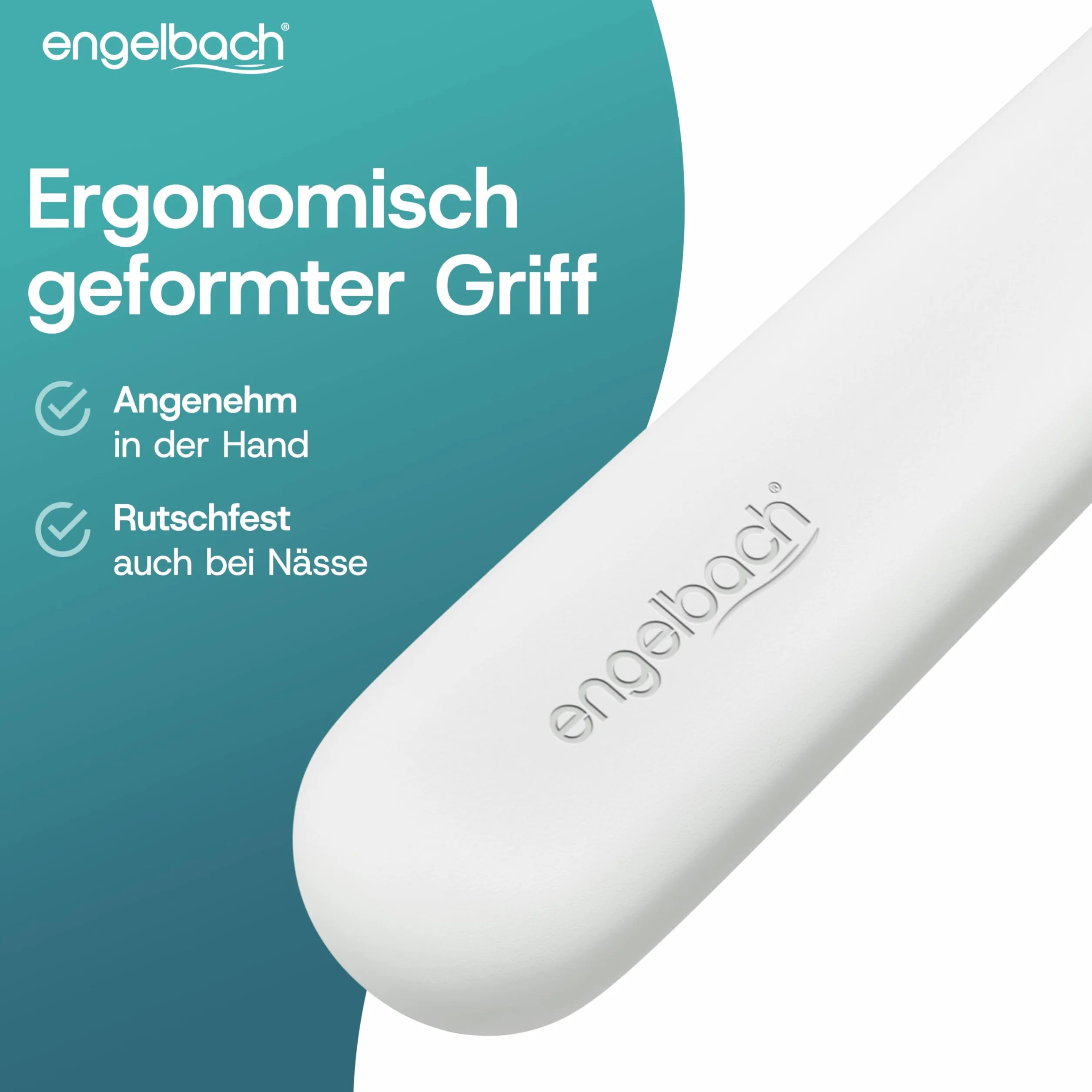 Engelbach® Ściągaczka do prysznica – bez smug i bez piszczenia – ergonomiczna ściągaczka z antypoślizgowym uchwytem – ściągaczka do okien, w zestawie 2 uchwyty, 21cm, Biały
