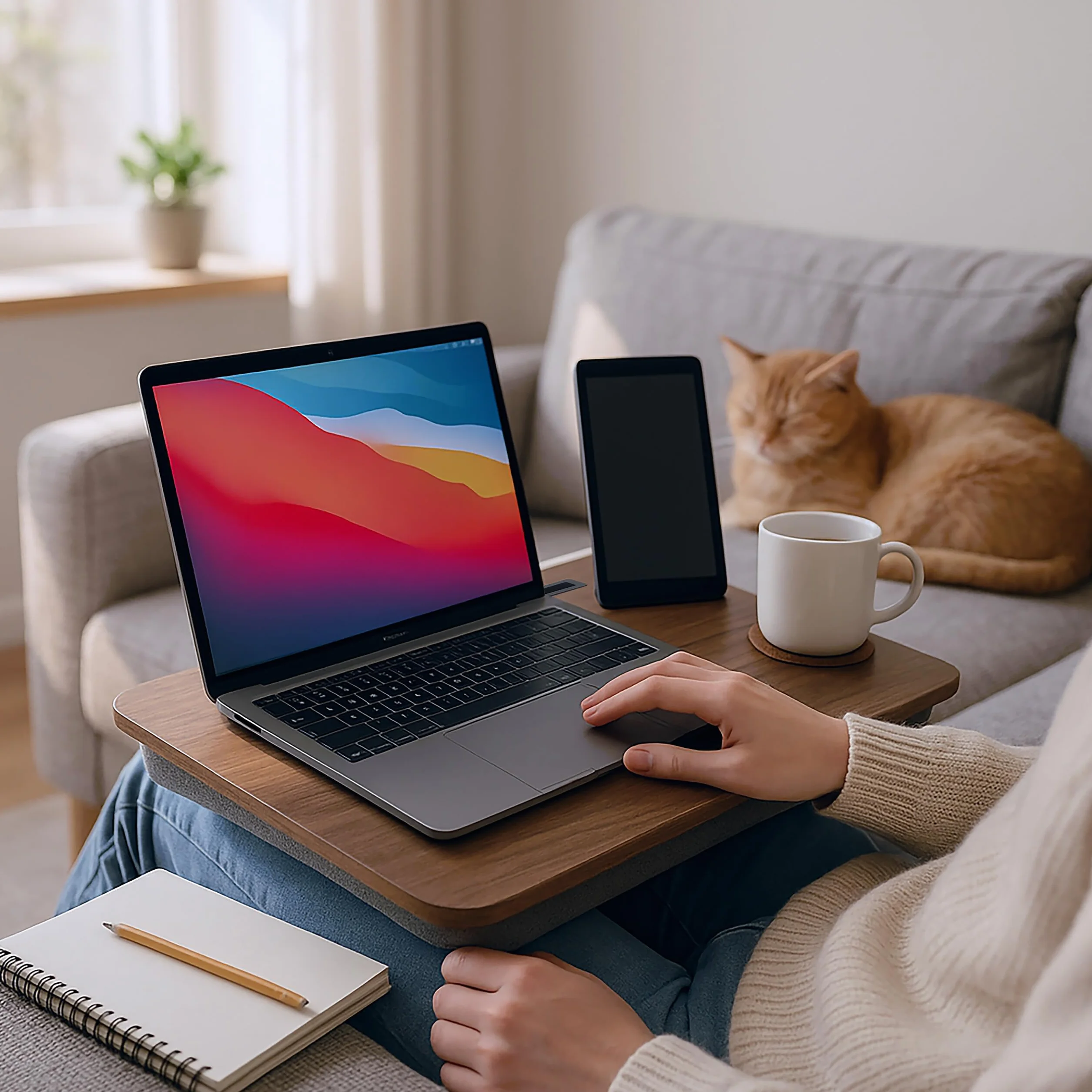 Relaxdays Taca na laptopa z poduszką, na notebooki do 43.2 cm, biurko na tablet na sofę z uchwytem na telefon komórkowy