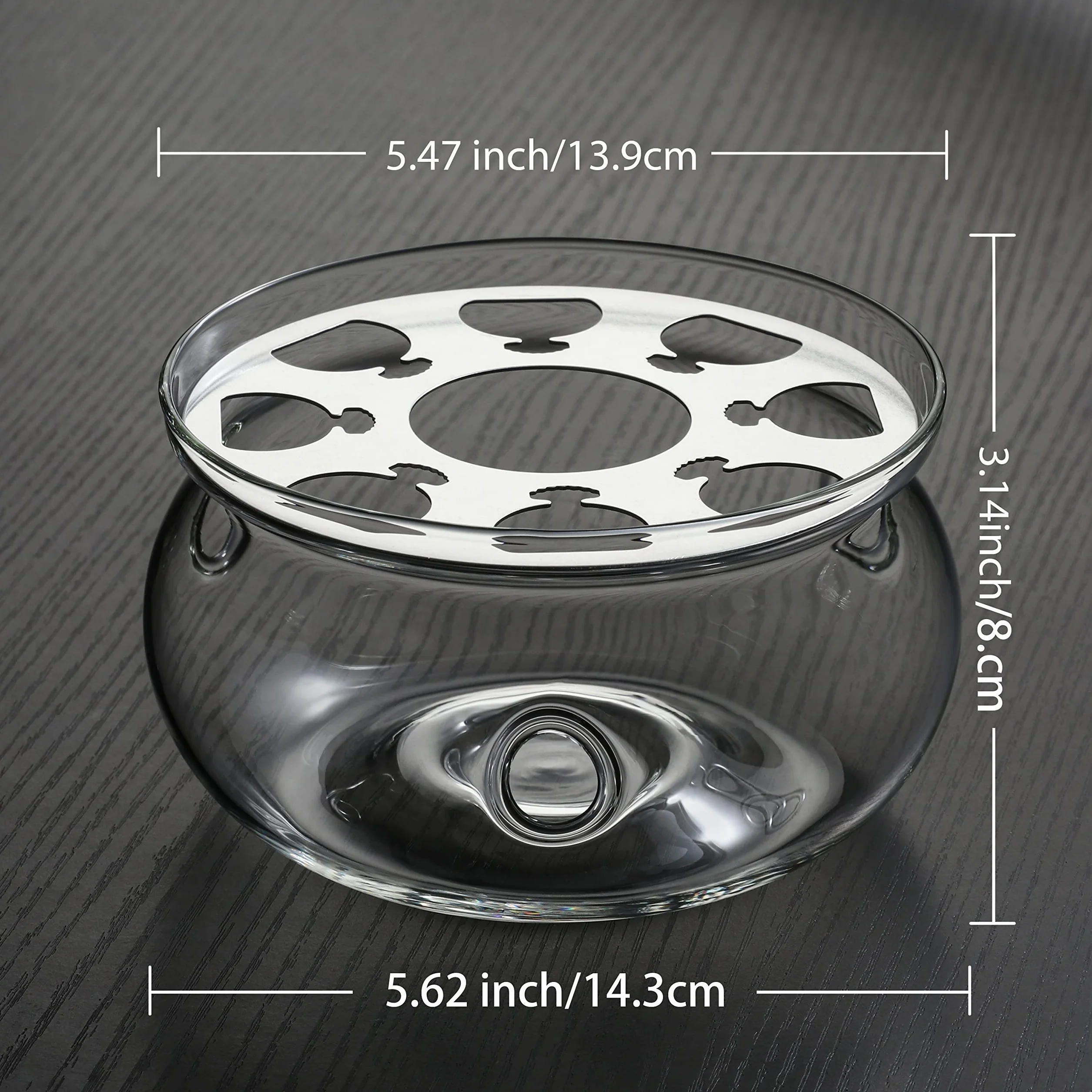 CnGlass Szklany podgrzewacz do herbaty o średnicy 13,5 cm (świeca nie jest dołączona)