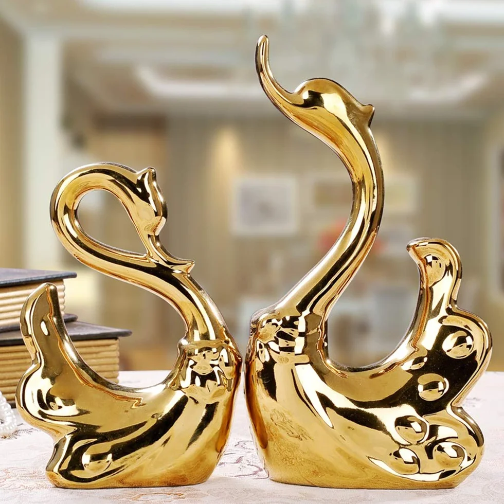 Na biurko stół biurko biuro dom biuro półka ozdoba statuetka ozdoby rzeźby miłośnik łabędzi ceramiczne figurki zwierząt ozdoby, zestaw 2, wystrój domu rzeźby i posągi ręcznie robione artykuły