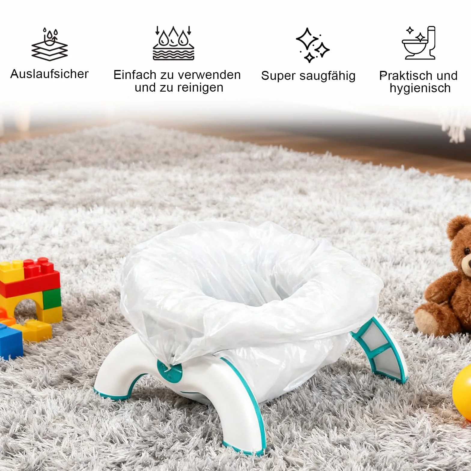 30 sztuk woreczki na nocnik dla dzieci z przyssawą i podkładką, woreczki na nocnik do toalety, kieszonkowe woreczki na nocnik na podróże, w samochodzie, uniwersalne woreczki na nocnik do toalet