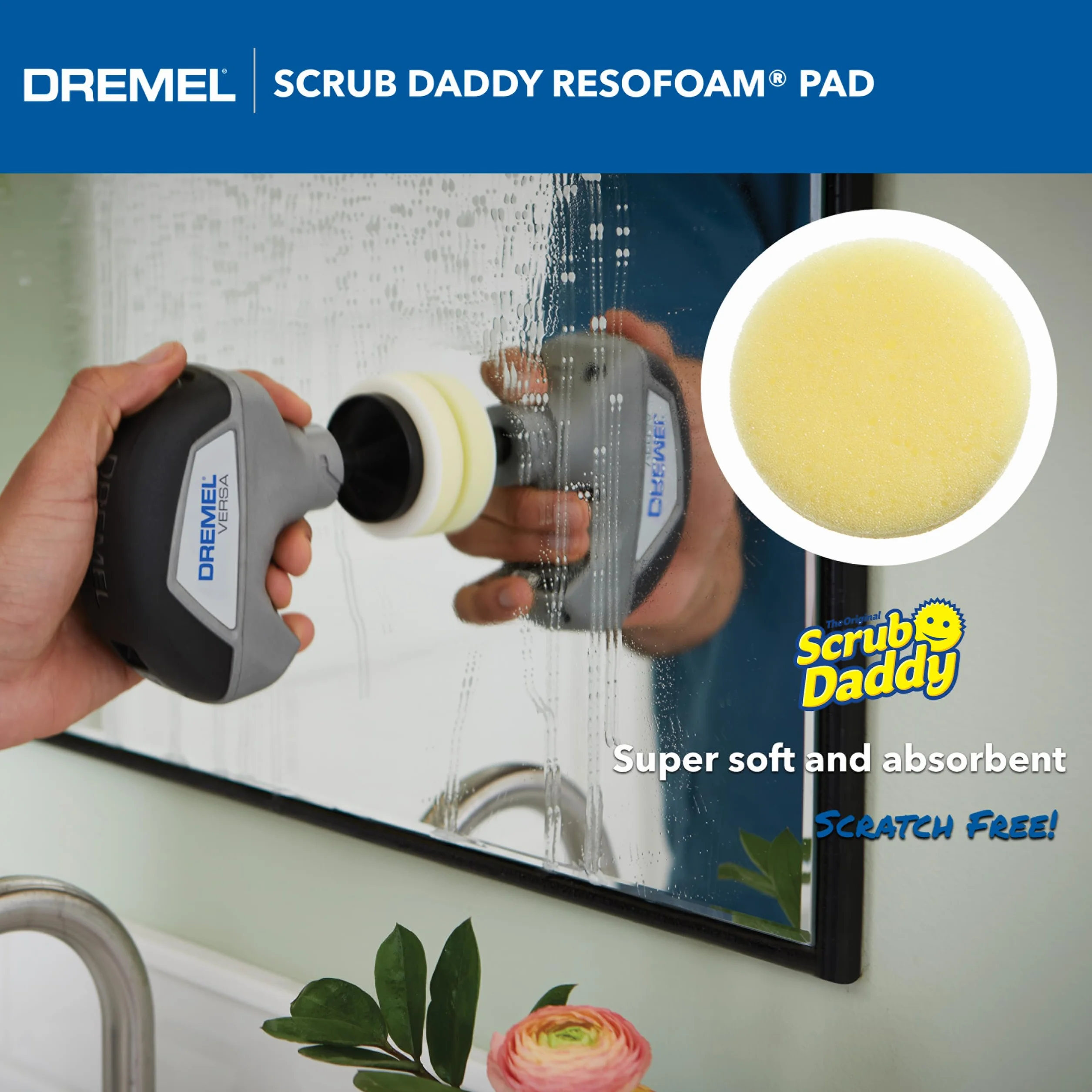 Dremel Versa PC360-5 zestaw 5 podkładek z gąbki do czyszczenia wielu powierzchni, do użytku w kuchni, gospodarstwie domowym i łazience, kompatybilne z Versa Power Scrubber Tool, 5 szt