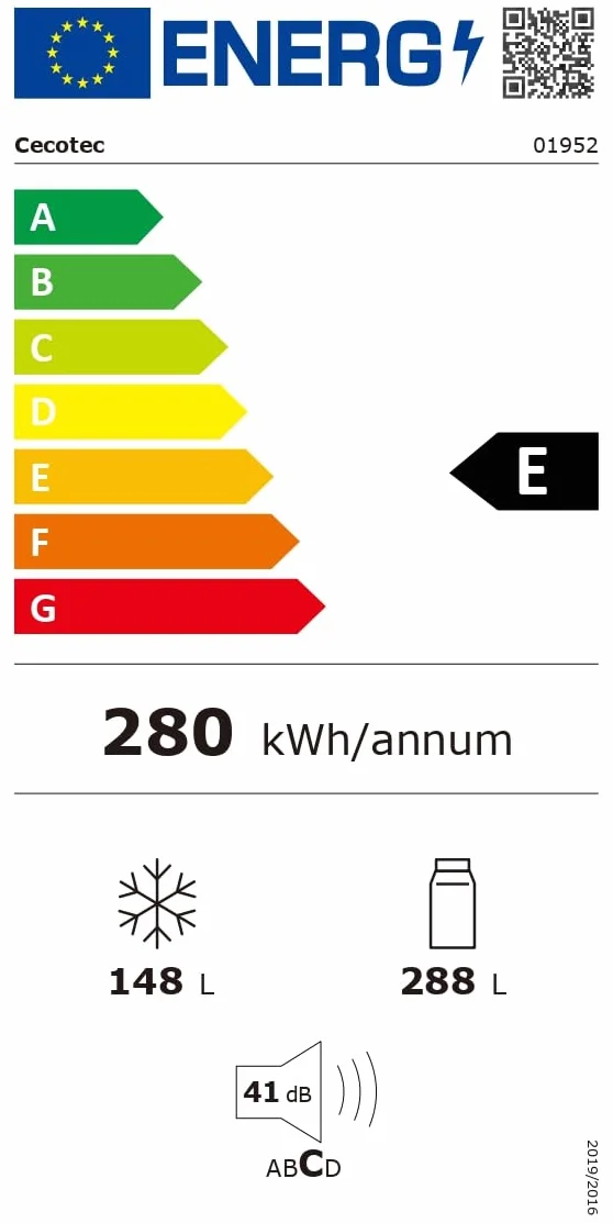 Cecotec Lodówko-zamrażarka do drzwi francuskich Bolero CoolMarket FD 436 Dark E. 436 L, Total No Frost, Multi Airflow y inverter para ahorro energético.