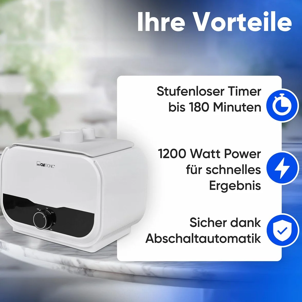 Clatronic 263882 Żelazko z Generatorem Pary, Biały/Czarny, 1200 W
