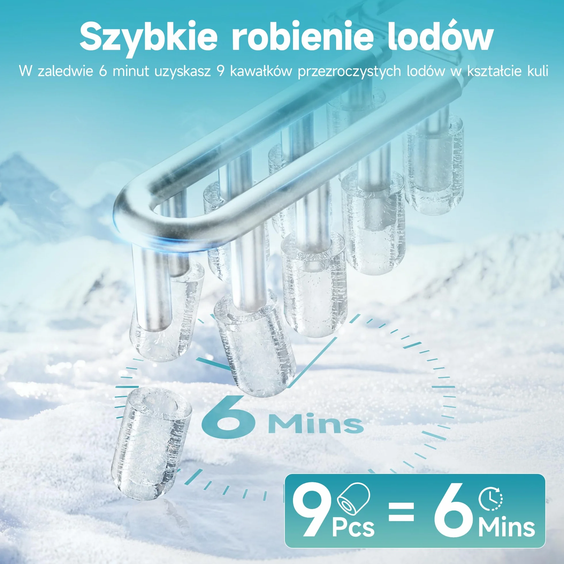 EUHOMY Kostkarka do lodu,9 kostek lodu w ciągu 6 minut, 12 kg/dzień, samoczyszcząca, przenośna maszyna do lodów z uchwytem do noszenia, koszem i szuflą, 2 rozmiary kostek lodu, do domu, kuchni, czarna