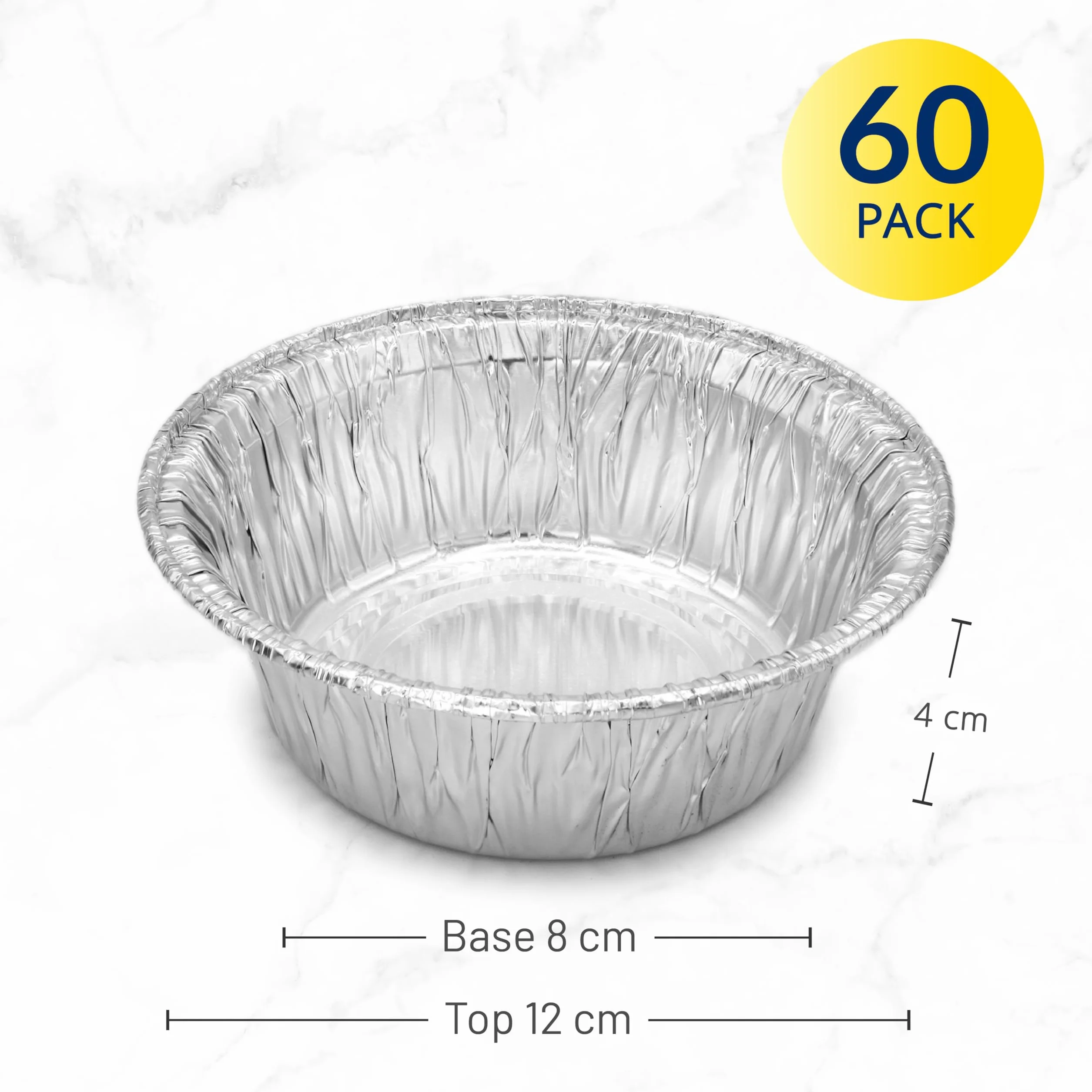 ebake Naczynia Foliowe Do Ciasta - Aluminiowe Okrągłe Blachy Jednorazowe 12 cm (60 Sztuk) - Do Pieczenia Pukka, Pasterskiego, Stekowego