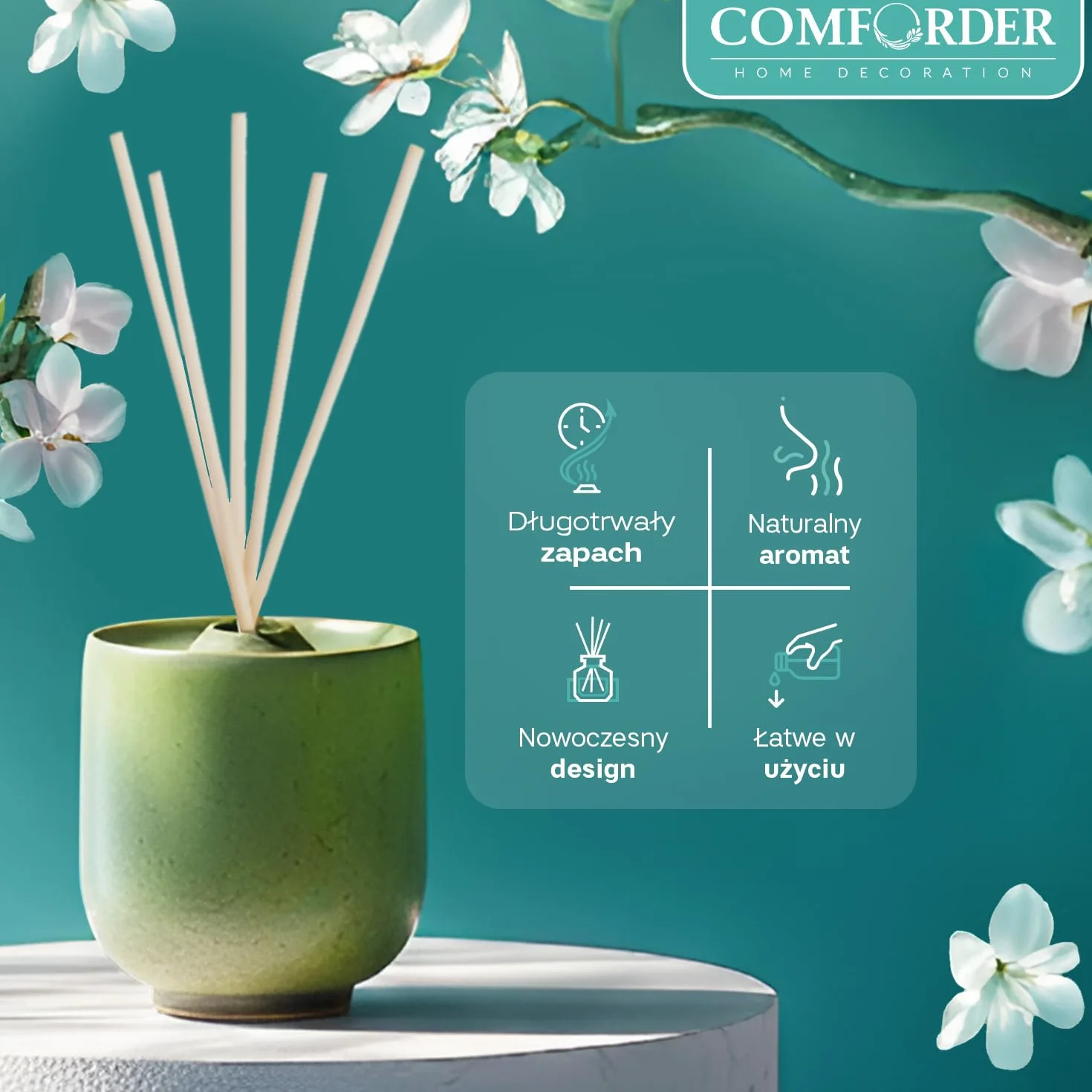 Ceramiczny dyfuzor zapachowy do pomieszczeń o pojemności 100 ml z 5 patyczkami – Dyfuzor zapachowy do domu – Dyfuzor aromaterapeutyczny, dyfuzor olejków eterycznych i aromatów do łazienki i salonu