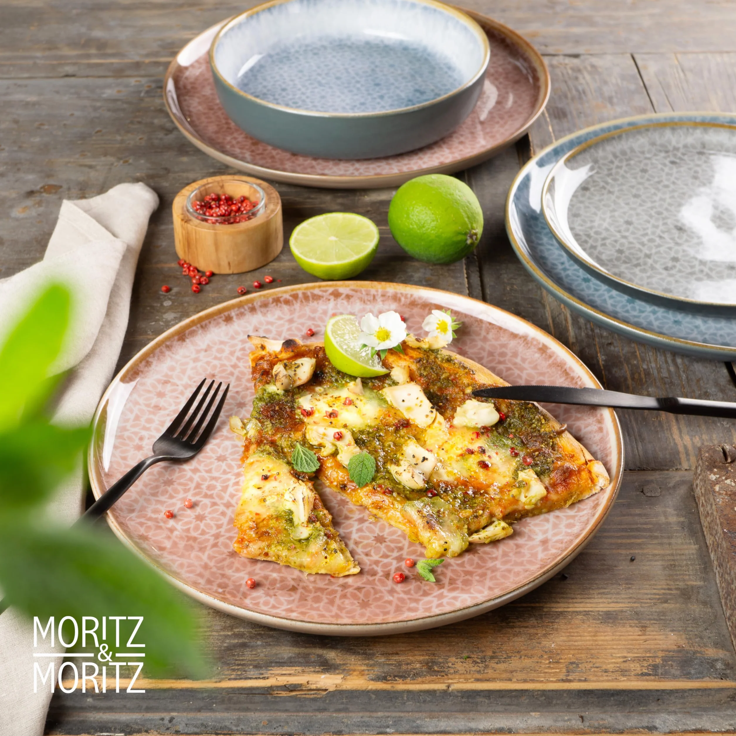 Moritz & Moritz TERRA 6-częściowy zestaw talerzy obiadowych - Ø 27 cm - talerze śródziemnomorskie w delikatnej terakocie z wysokiej jakości porcelany - nowoczesne talerze obiadowe na co dzień i na