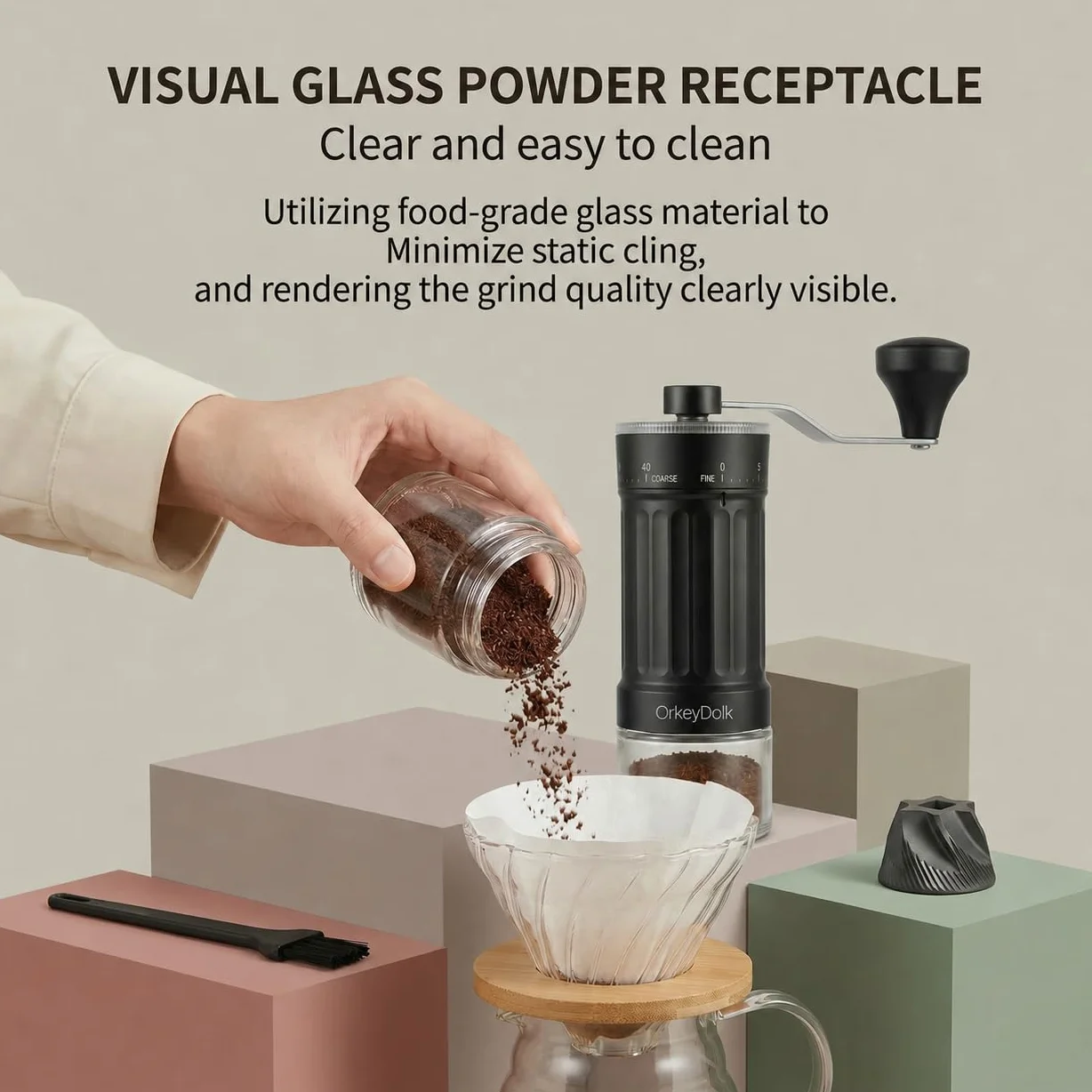 Ręczny młynek do kawy zewnętrzny regulowany z precyzyjnym ceramicznym mechanizmem stożkowym, 40-stopniowa regulacja, odpowiedni do aeropress, Pour Over i Moka