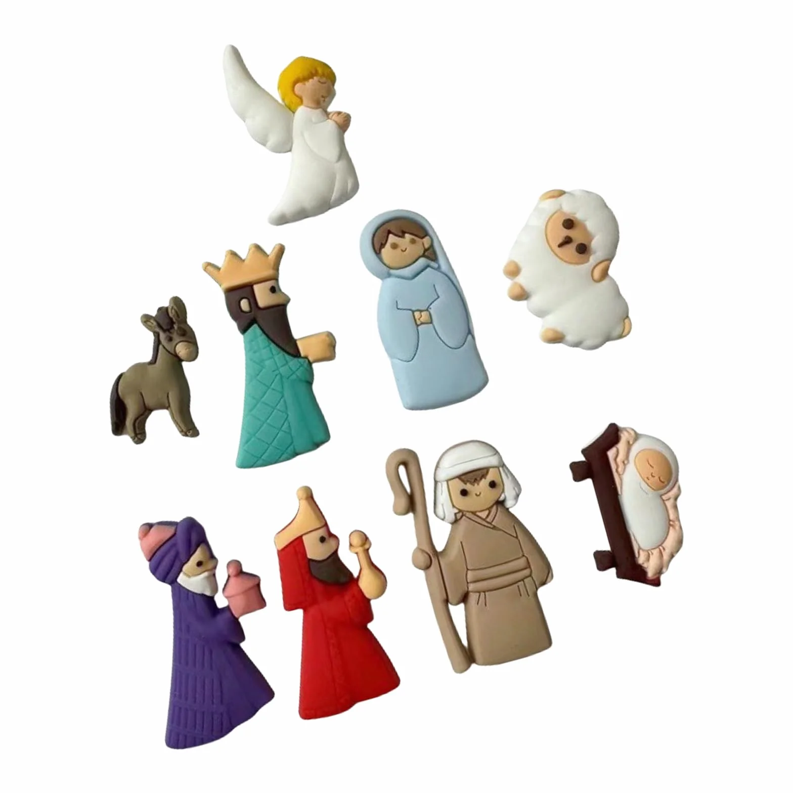 Łatki do szopki bożonarodzeniowej z PVC, miniaturowe figurki, ozdoby świąteczne, zawieszki, zestaw 9 sztuk