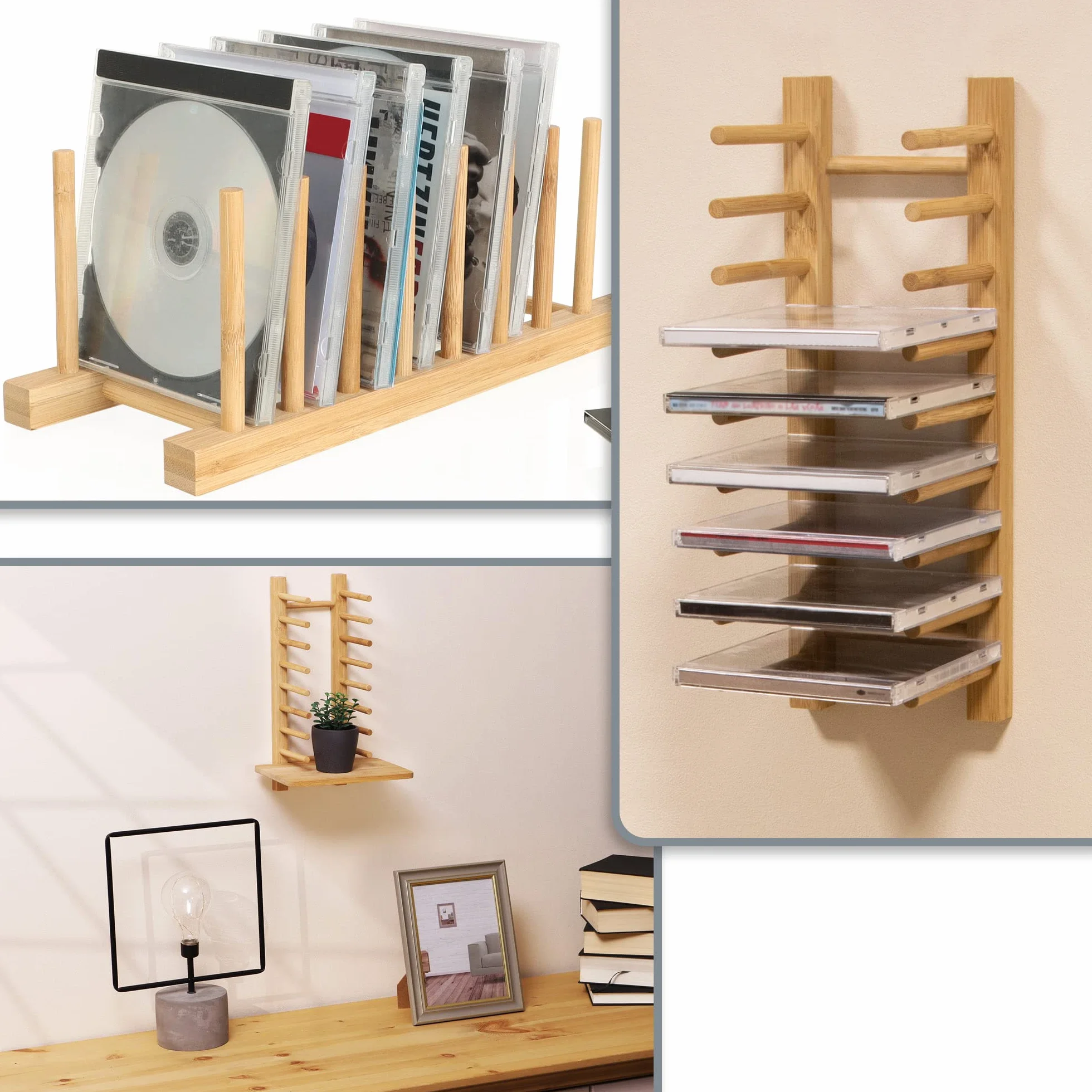 COM-FOUR® Bambusowy Stojak na Naczynia - Nowoczesny Organizer do Kuchni - Solidny Uchwyt na Talerze i Pokrywy (1 Sztuka - 34x12,5x12cm Brąz)