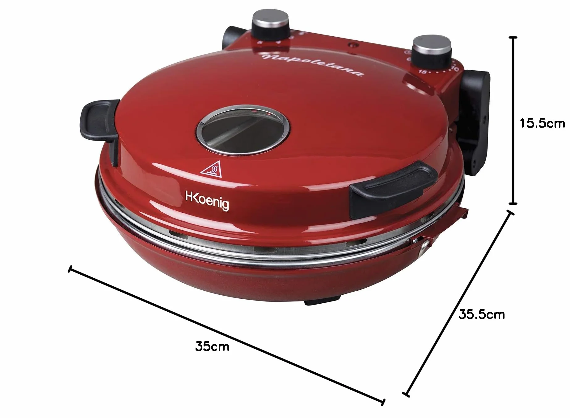 H.Koenig NAPL350 Piec do Pizzy, Aluminium, 1200 W, Czerwony