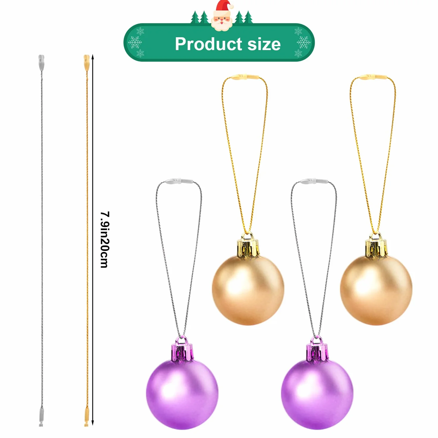 SAVITA 200szt Swiateczne Ornament Wieszak Zatrzaskowy, Wyciety Metaliczny Wstepnie Wyciete Wiszace Laczniki Wstepnie Wyciete Wiszace Sznurki na Choinke Zaopatrzenie Imprez (Zloto i Srebro)
