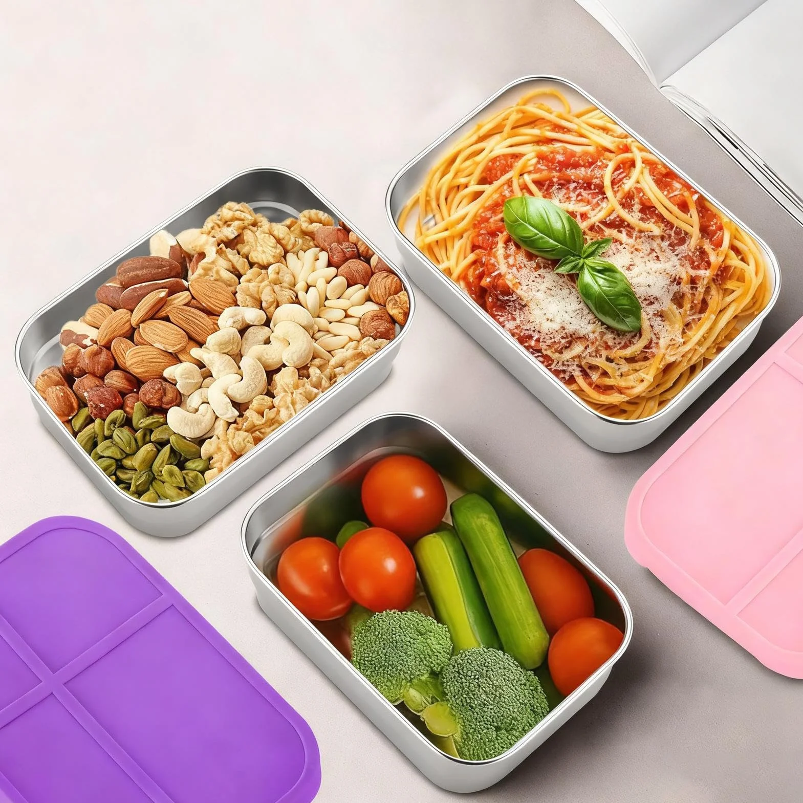 Pojemnik Na Lunch Ze Stali Nierdzewnej Przechowywanie Posiłków I Przekąsek | Sztaplowalne pudełko do przechowywania żywności Na podróże, pikniki, sport, kemping, wędrówki, do żłobka, biura