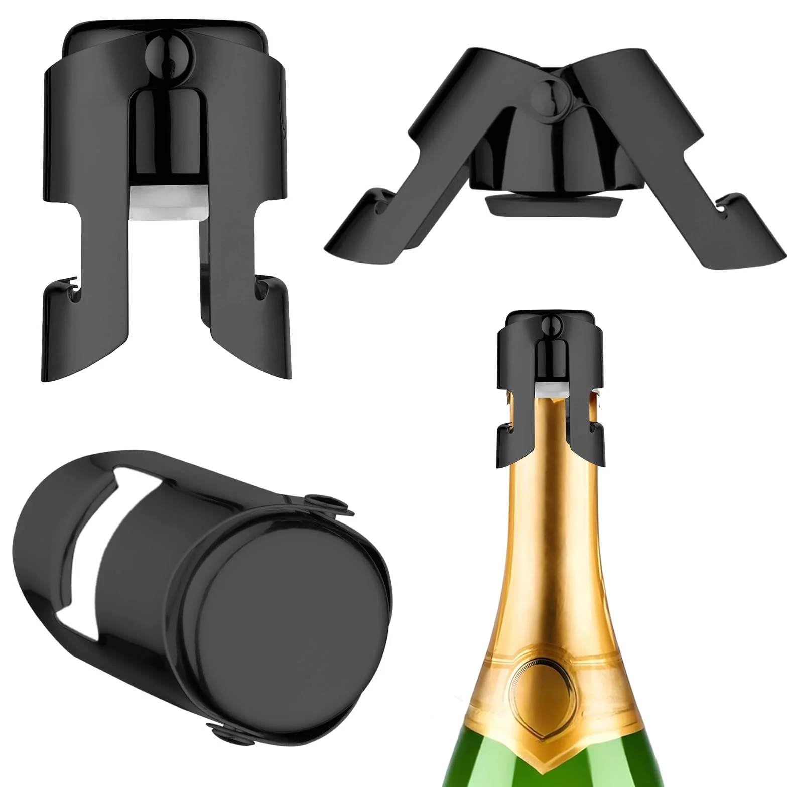 Korki do szampana, zatyczki do butelek ze stali nierdzewnej do Prosecco i wina, uszczelnione próżniowo zamknięcie do butelek wina musującego, szczelne i oszczędzające bąbelki, uszczelniacz do