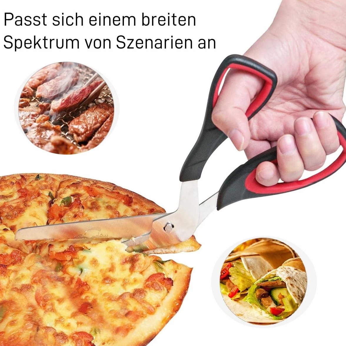 Voarge Nożyczki do pizzy 27 cm, nóż do pizzy z ostrym ostrzem ze stali nierdzewnej klasy spożywczej i miękkim uchwytem, ergonomiczne nożyczki kuchenne do precyzyjnego cięcia pizzy i