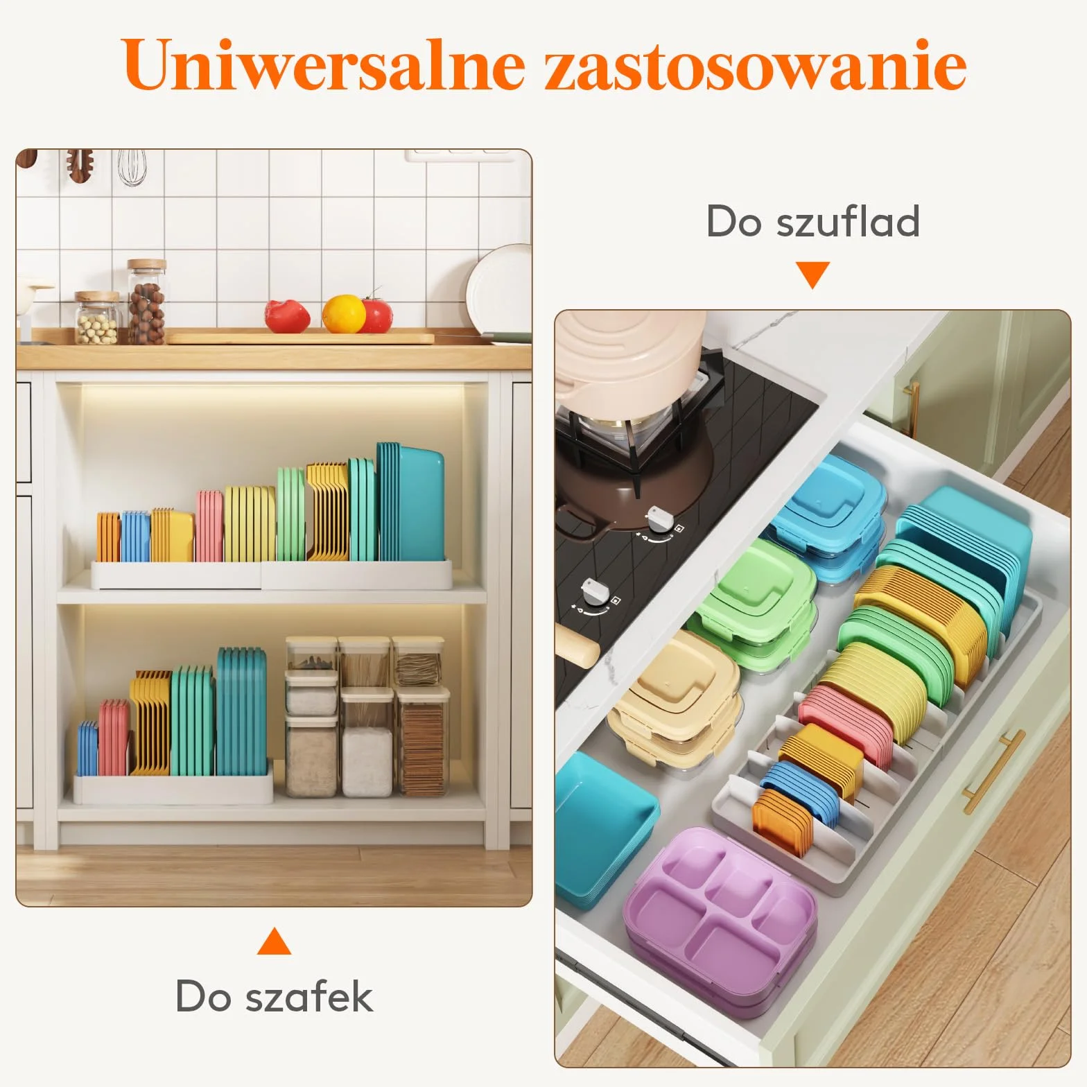 Lifewit Pokrywa Garnka Świeże Pudełko do Przechowywania, Pudełko na Lunch Pokrywa Organizer Kuchenny Uchwyt Szuflada, Teleskopowa 34-62cm