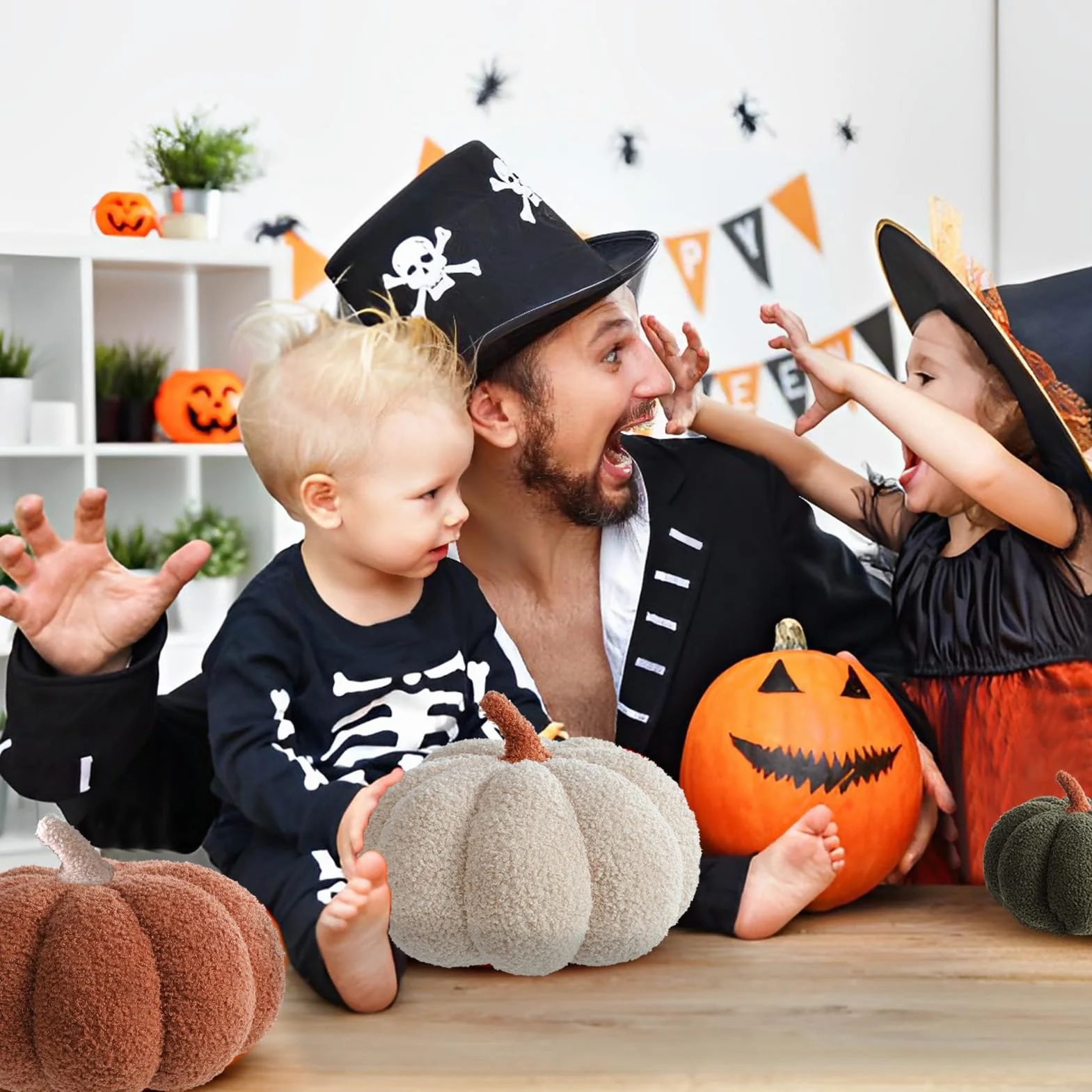 Poduszka na Halloween, w kształcie dyni, biała dekoracyjna, na jesień, ozdobna dla sof