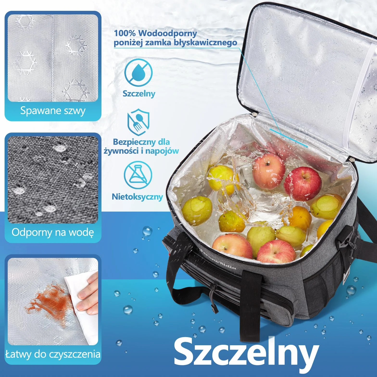 Miękka torba chłodząca 20L, Izolowana średnia żywność, piknikowa Termiczna dla mężczyzn, kobiet i dorosłych, Spakowana plażę, kemping, grill, rodzinne zajęcia na świeżym powietrzu, Szara