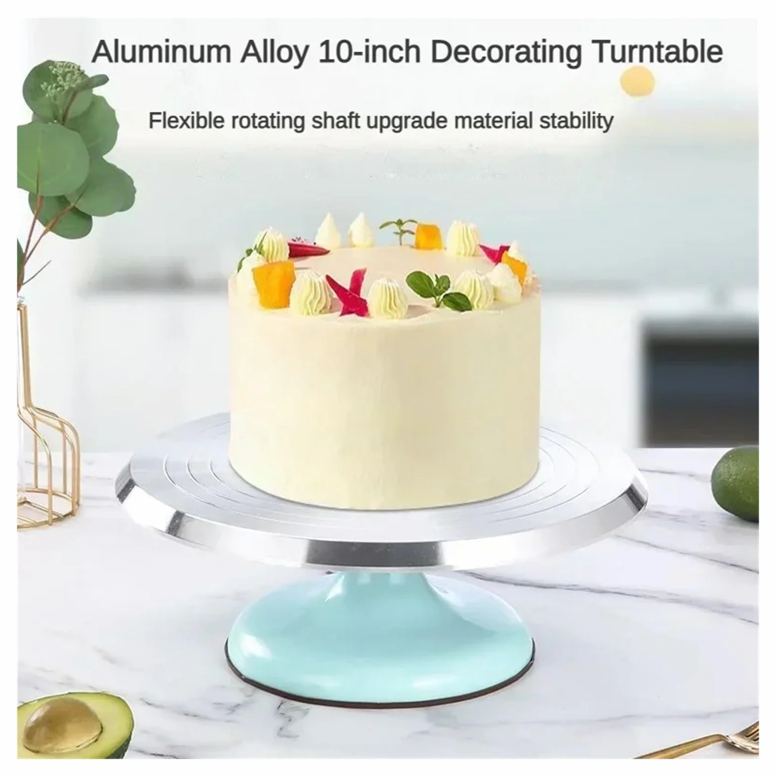 Aluminiowy gramofon do ciasta, 25 cm, idealny stojak na ciasto na profesjonalne narzędzia do rozczesywania, idealny do pieczenia ciasta (biały)