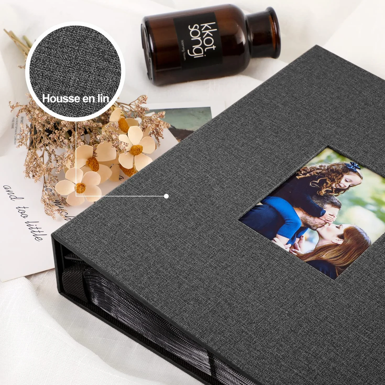 Lanpn Album fotograficzny 1000 zdjęć 10x15 XXL lniany czarny