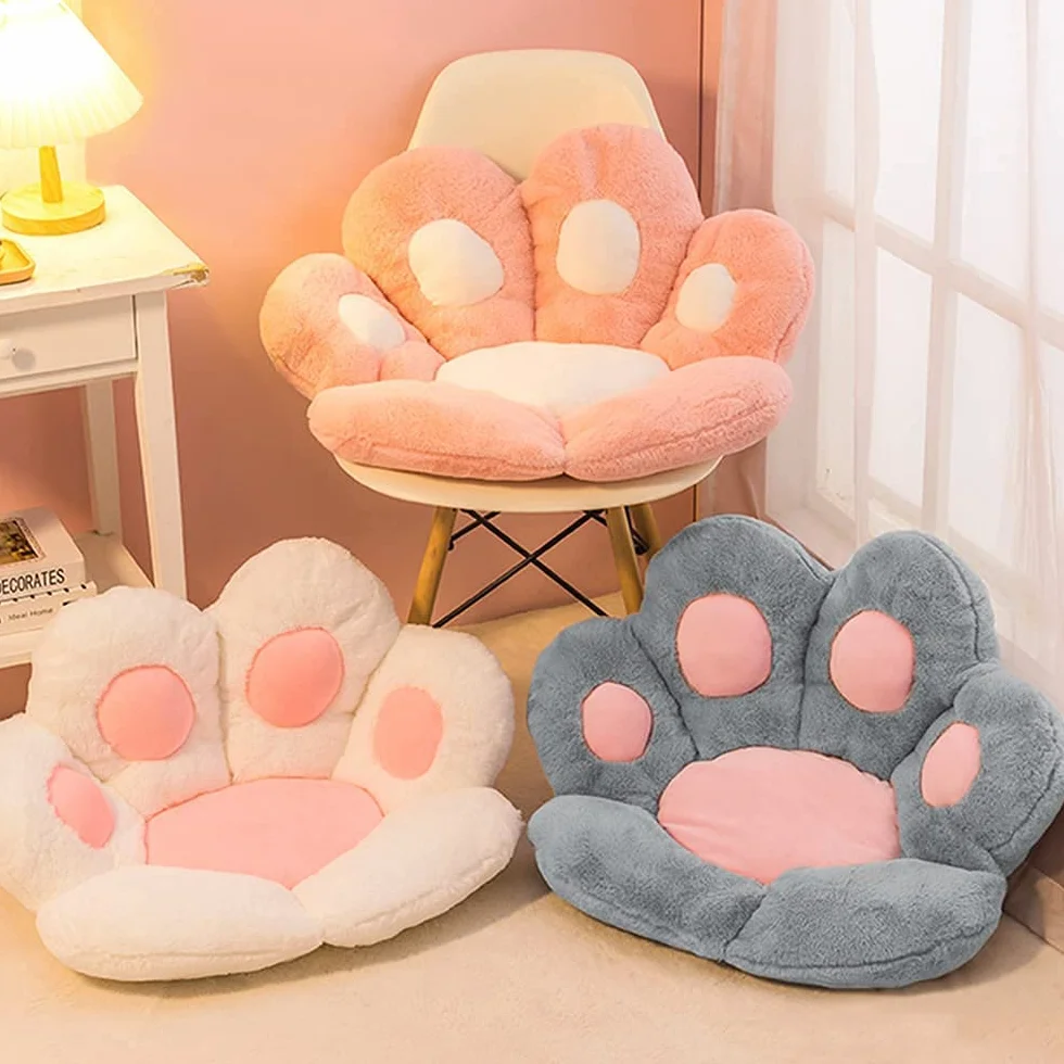 Poduszka z kocią łapą, kawaii, poduszka na krzesło, urocze rzeczy, podkładka do siedzenia, wygodna, leniwa sofa, biurowa poduszka podłogowa, na krzesła gamingowe, dekoracja pokoju (różowa, 70 x