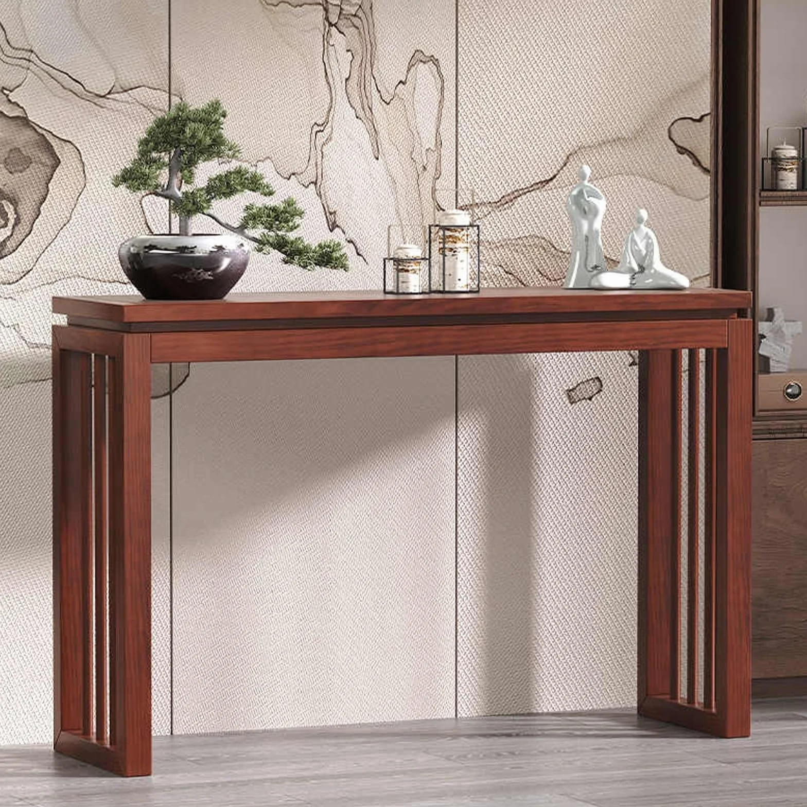 Stół konsolowy retro z litego drewna - wąski stół do przedpokoju i salonu - dekoracyjne meble do przedpokoju - solidny design 120 cm dla stylowej dekoracji domu