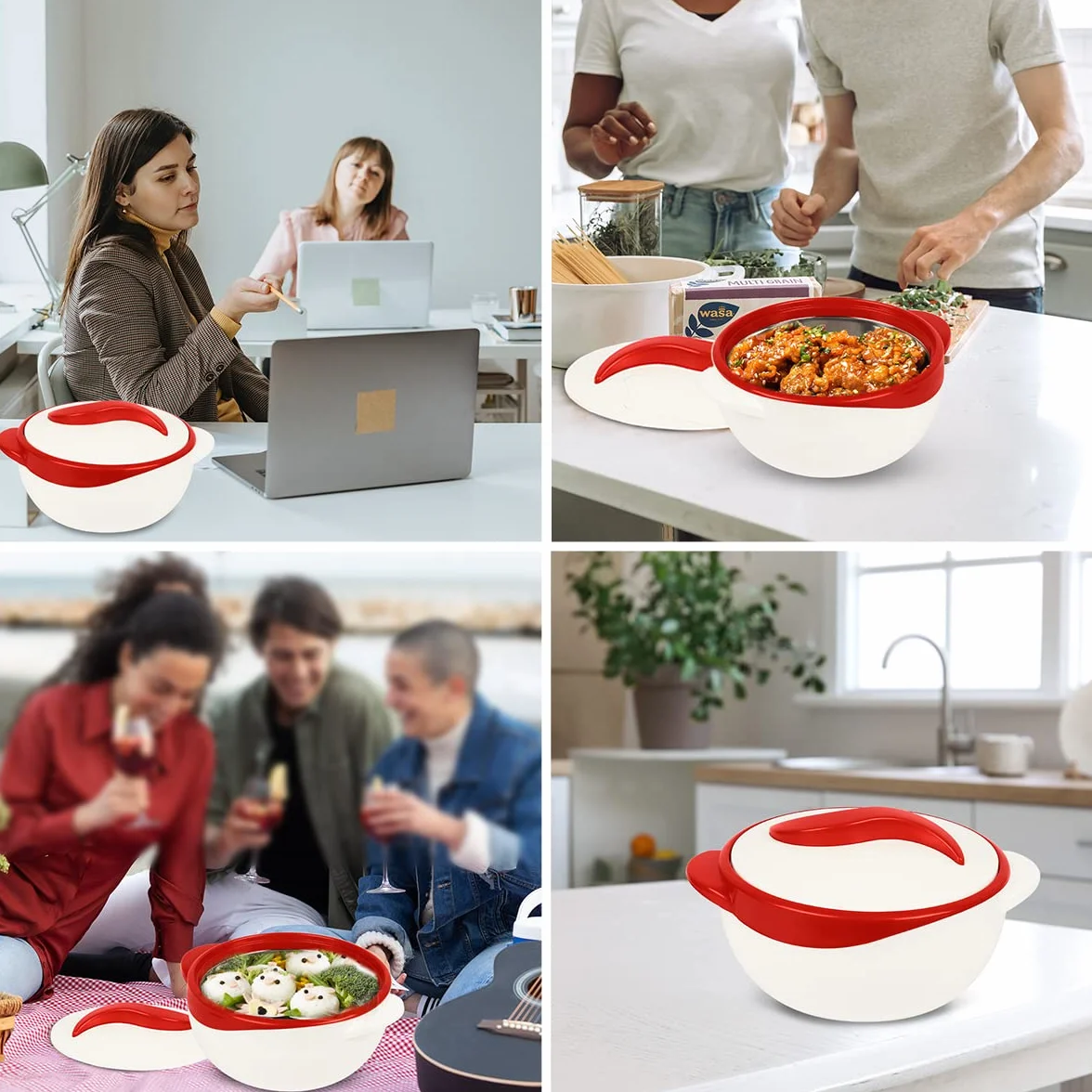 Pinnacle Serving Salad/Soup Dish Bowl - termoizolacyjna miska z pokrywką - świetna miska na wakacje, kolację i imprezę, 2,5 qt. (czerwona)