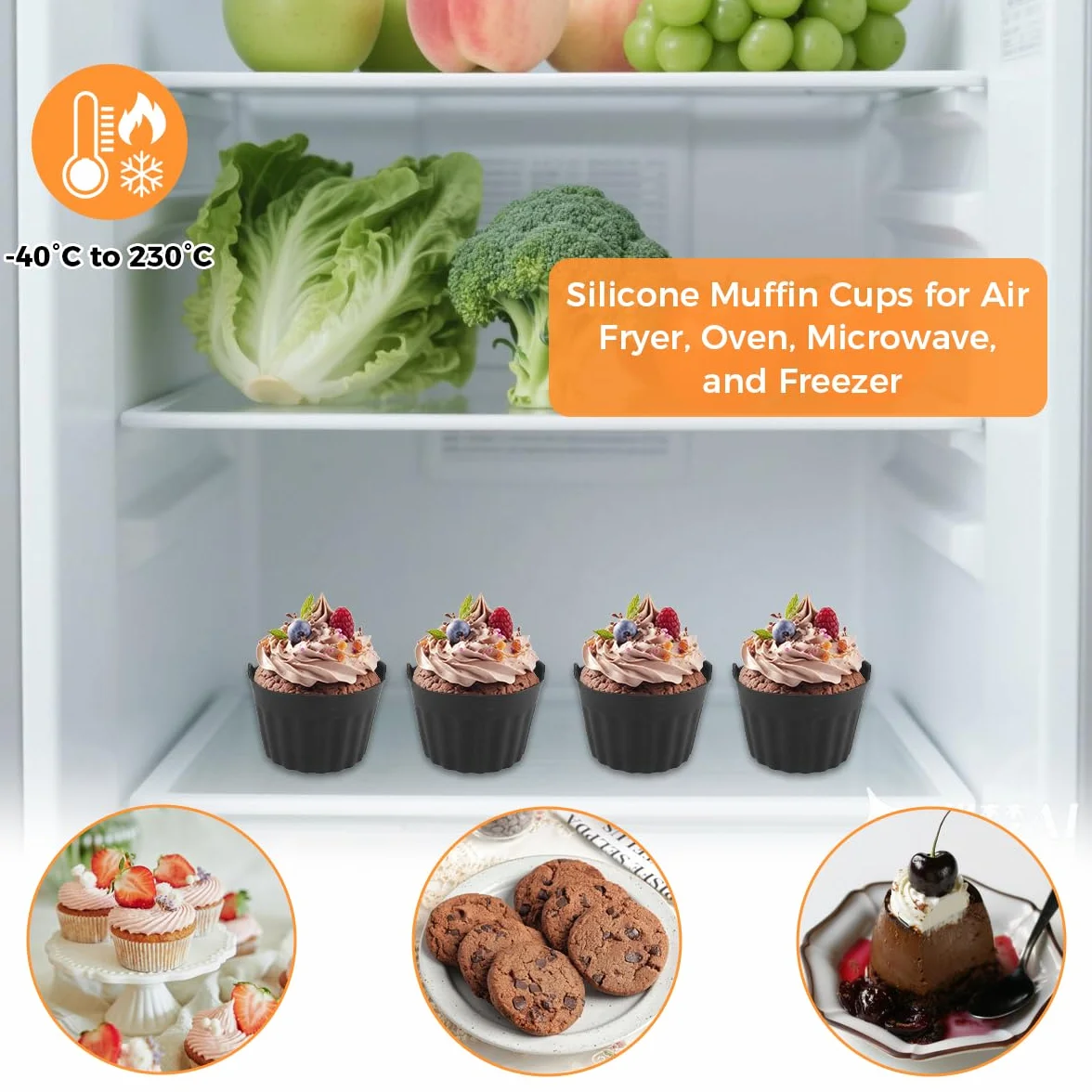 8 sztuk silikonowych foremek do muffinek Airfryer, do frytkownicy na gorące powietrze, z silikonowym pędzlem do pieczenia, z powłoką zapobiegającą przywieraniu, nie zawierają BPA, foremki do
