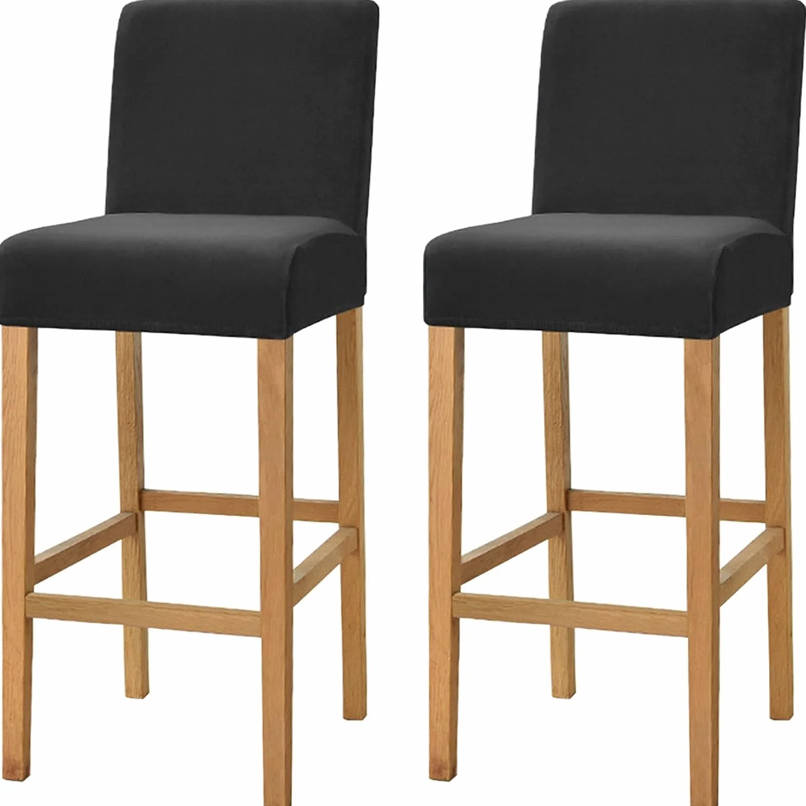 High Stretch Bar Stool Cover Counter Stool Pub Velvet Chair Slipcover for Dining Room Cafe Barstool Slipcover Furniture Chair Seat Cover Non Slip with Elastic Bottom Set of 6, (Size : Black, Materia