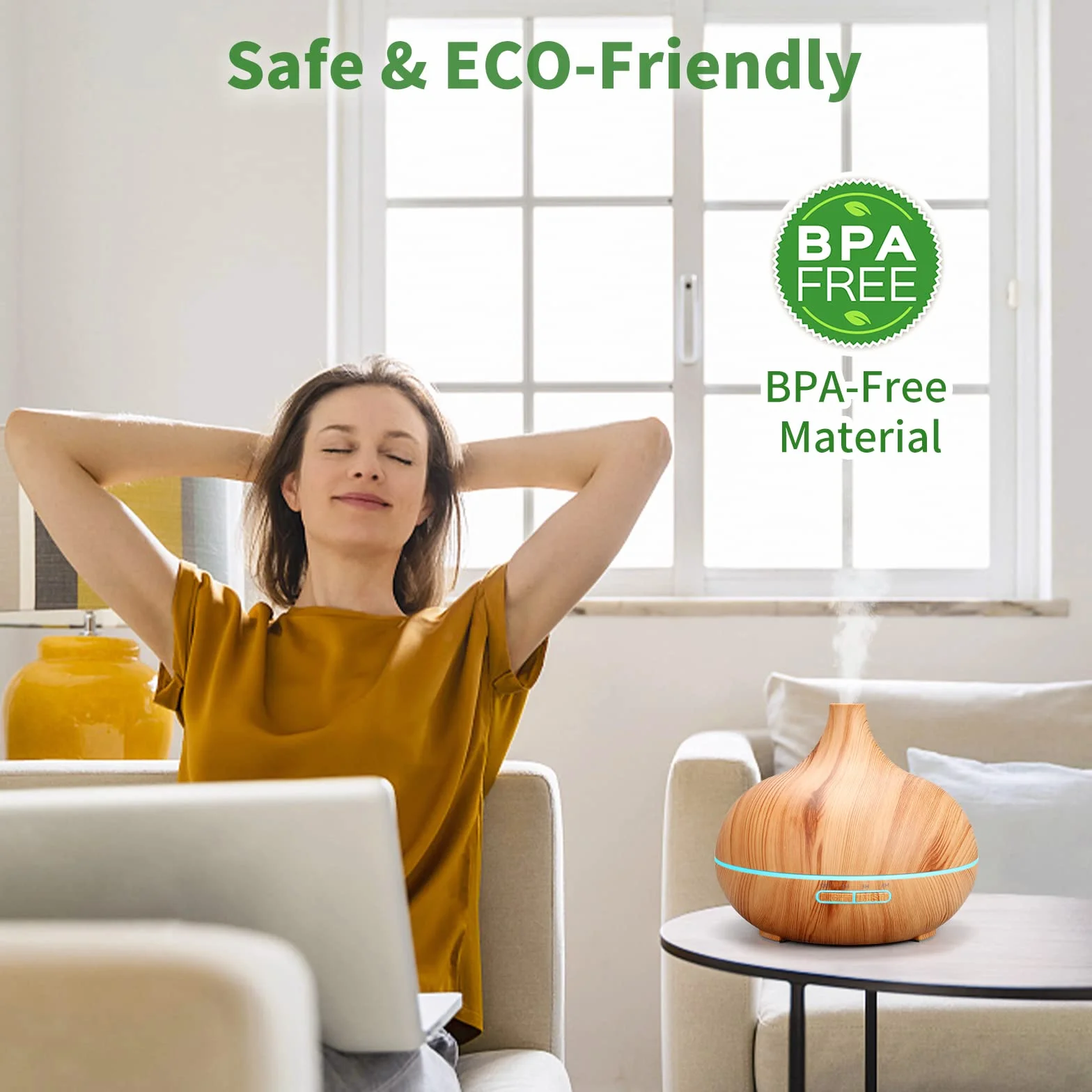 Dyfuzor olejków eterycznych 500ml Ultradźwiękowy Nawilżacz Aromaterapia,Aroma Dyfuzor z zimną parą, 7-Kolor LED,4 Timer, Odświeżacz,Nawilżacz, Dom, Biuro,Dziecko itp