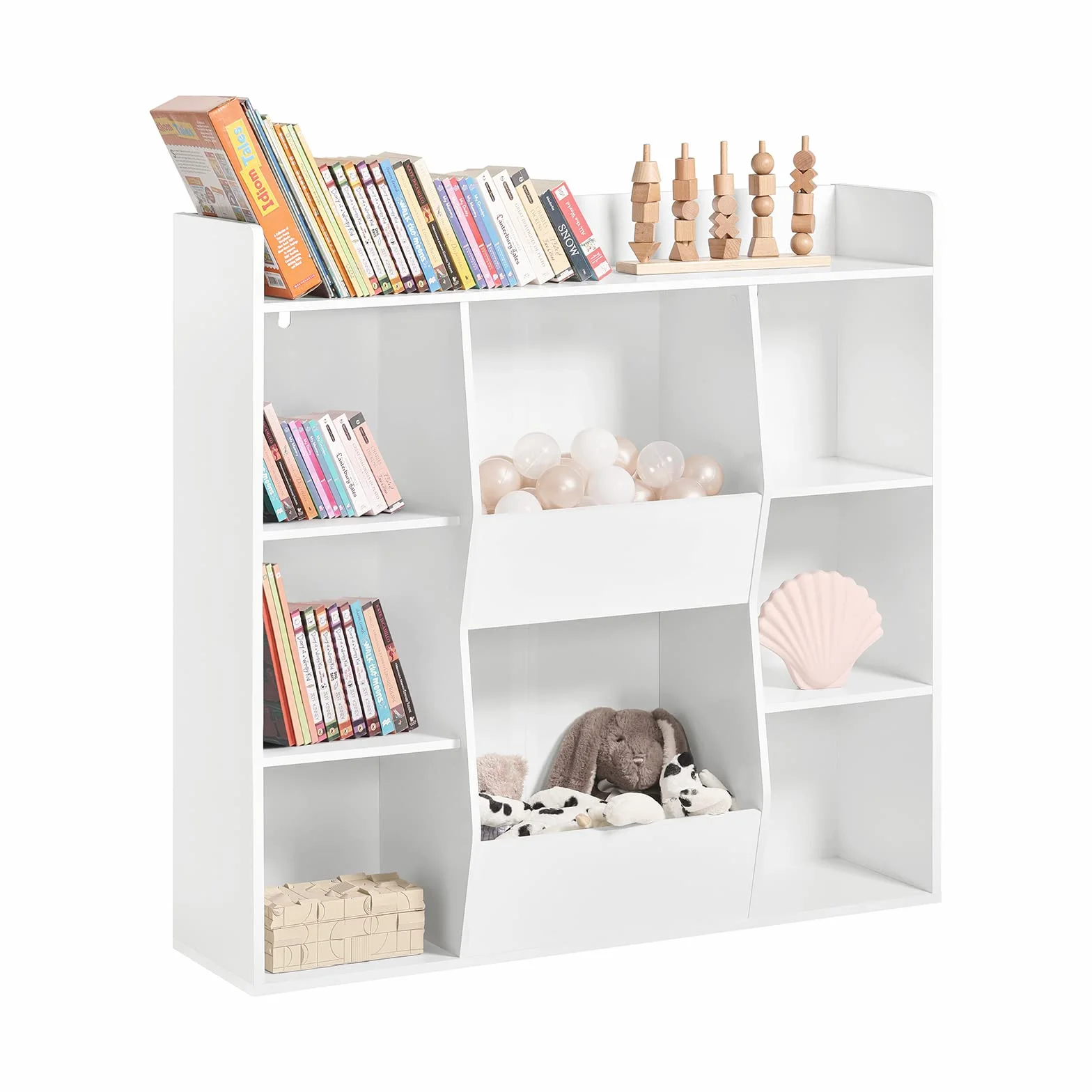SoBuy Regał Dziecięcy na Książki z 8 Przegrodami, Biały 106x30x104 cm KMB55-W