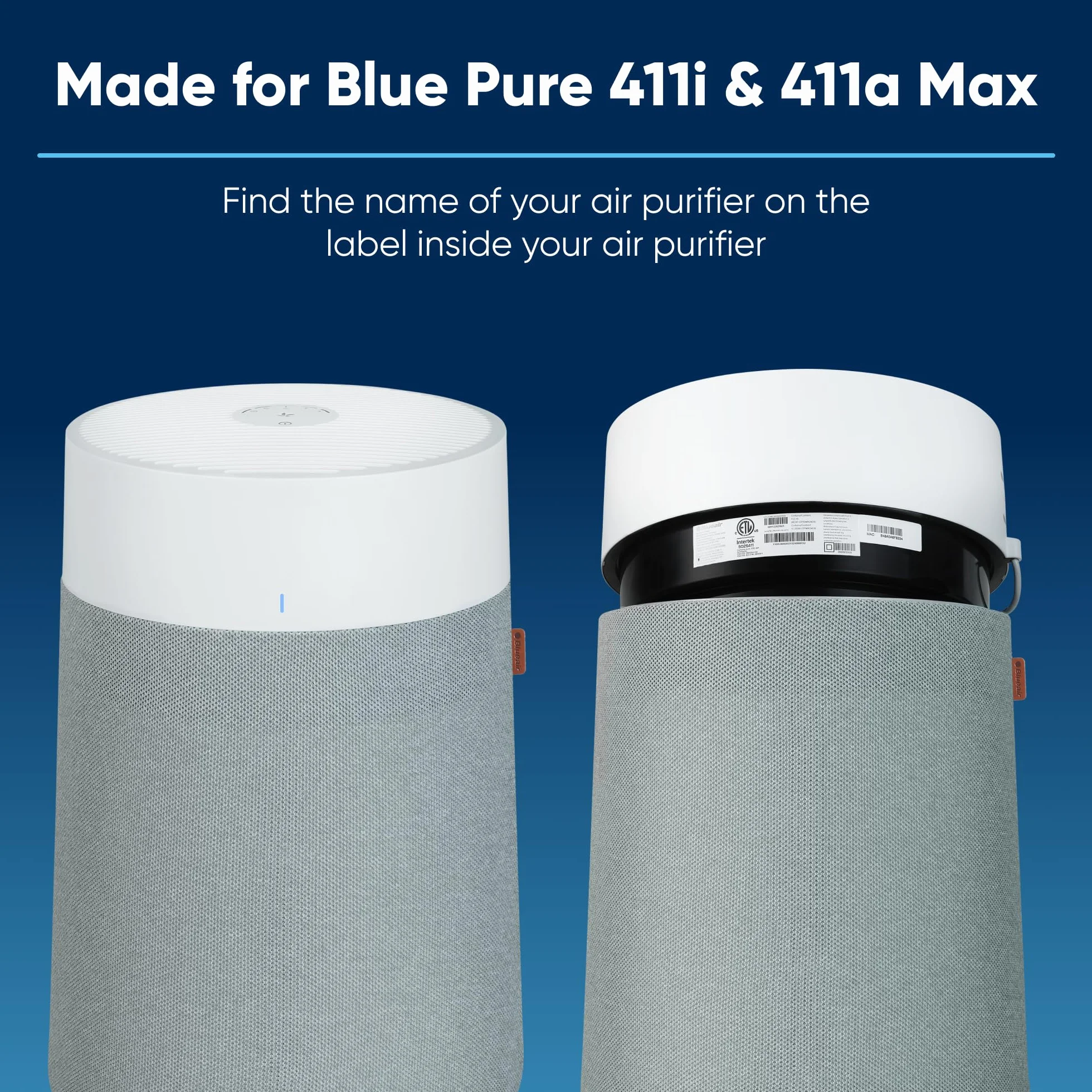 BLUEAIR Blue Pure 411 Max Series AllergenBlock filtr, oryginalny zamiennik filtra Blueair, alergie pyłki kurzu sierści zwierząt, filtr serii 411 Max pasuje do oczyszczacza powietrza Blue Pure 411i Max