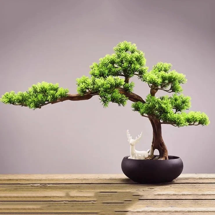Symulowane rośliny doniczkowe Sztuczna Roślina Ozdoba Z Ceramiczną Doniczką Dekoracja Wejścia Do Salonu Sztuczne Drzewo Bonsai Dekoracje wnętrz(Duży)