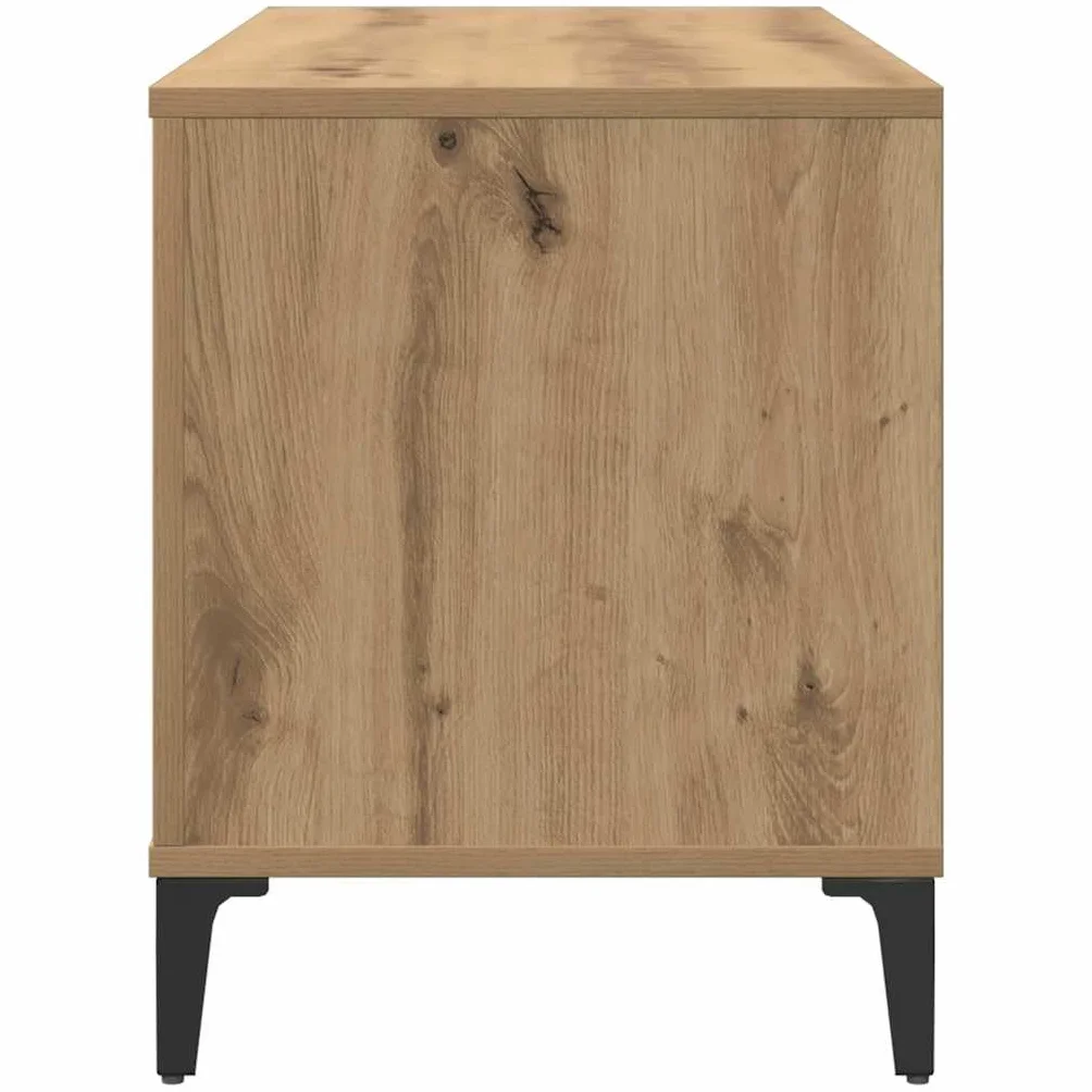 Szafa panelowa Artisan dąb 100 x 38 x 48 cm, materiał drewnopochodny z metalowymi nogami, dużo miejsca do przechowywania płyt winylowych LP, szafka pod telewizor lub dostawiana w salonie