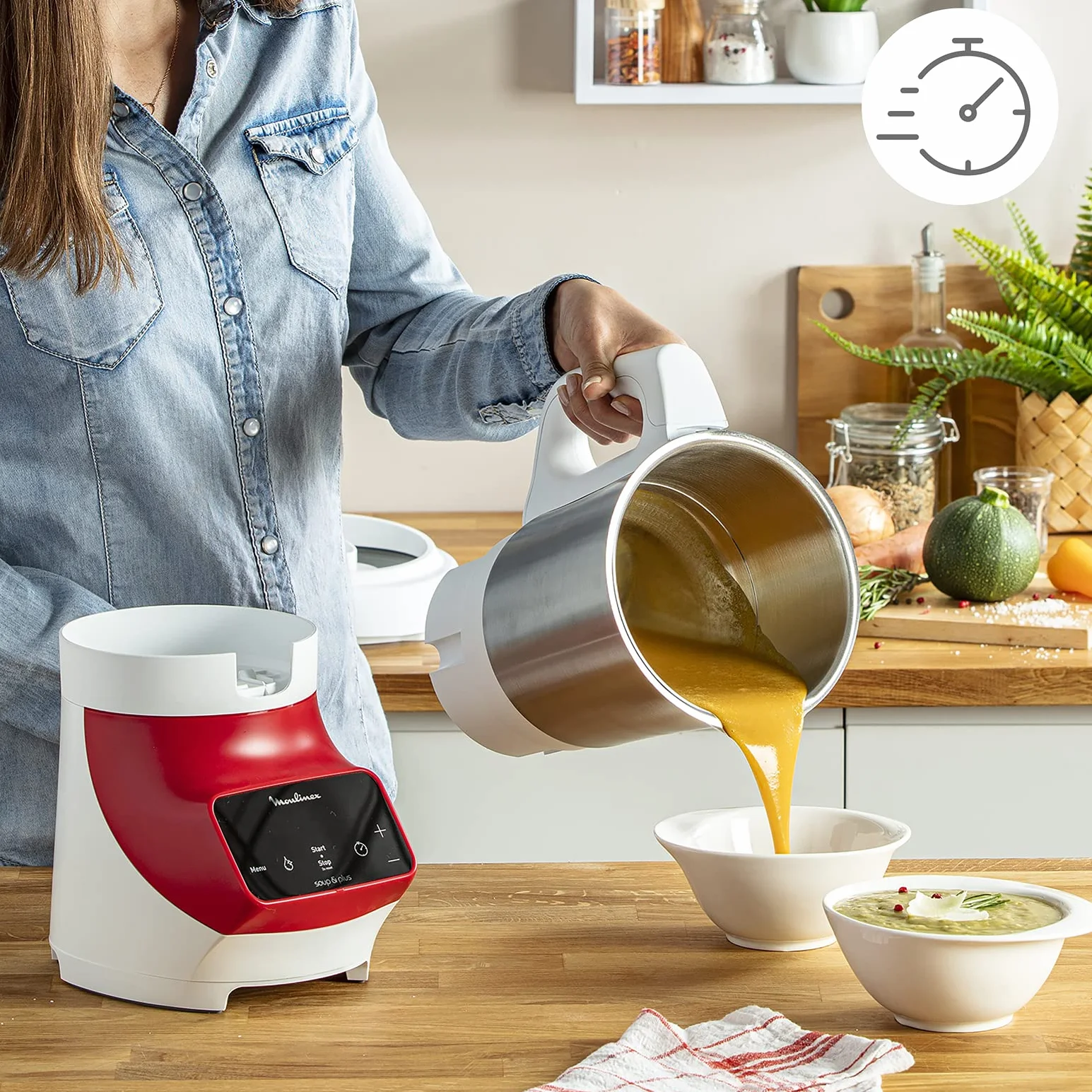 Moulinex Soup&Plus mikser stojący, pojemność 2 l, automatyczne programy i czyszczenie, tryb ręczny, intuicyjny interfejs, idealna mieszanka, wyprodukowano we Francji LM924500
