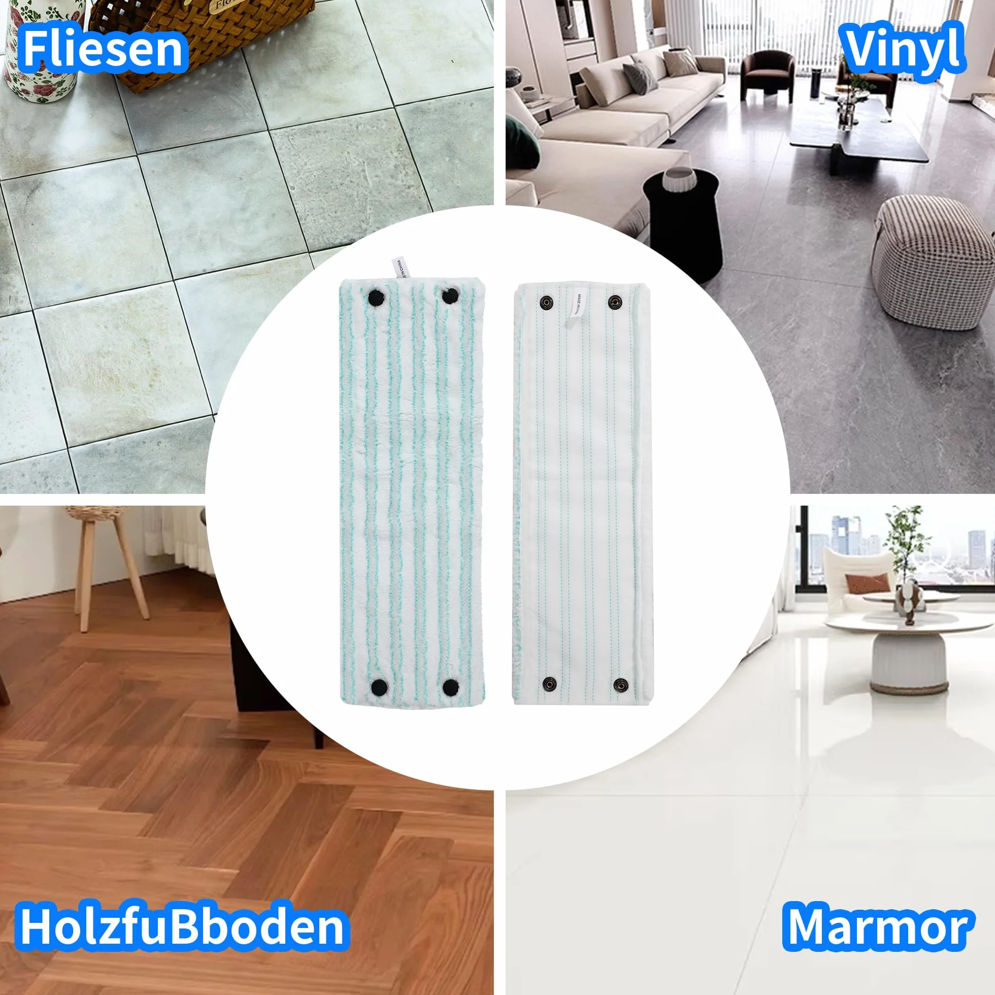 4 Częściowa nakładka z mikrofibry mopa do Leifheit Combi/Clean Twist M Micro Duo, odpowiednia do wszystkich rodzajów podłóg, wymienna ściereczka do mopa jest bardzo chłonna i doskonale usuwa plamy