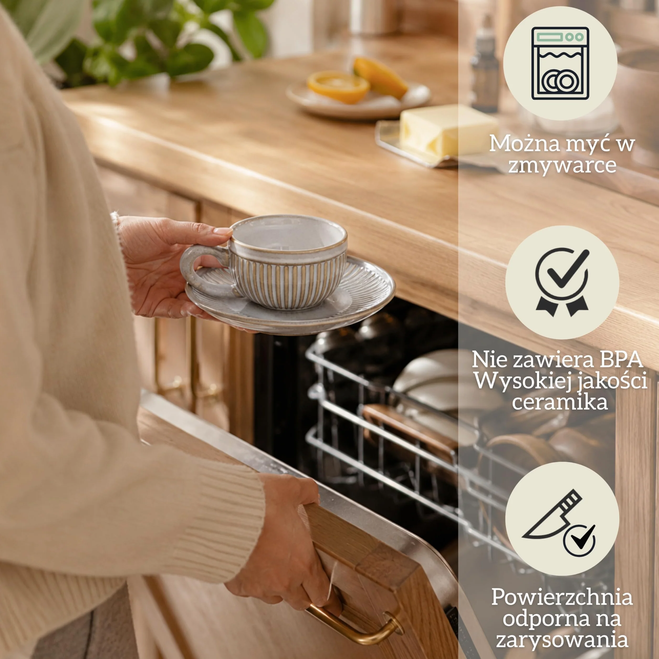 Zestaw 6 filiżanek do espresso ze spodkami 90ml - Zestaw filiżanek do espresso z kamionki - Grubościenne filiżanki do kawy z uchwytem - Ręcznie wykonane filiżanki do kawy barista