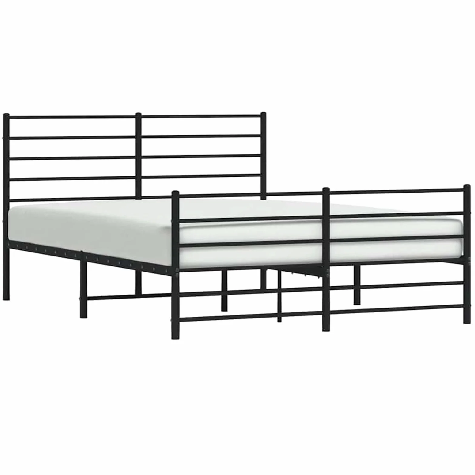 ATOMSTACK MAKER Cama de Metal Con Cabecero y Piecero, Estructura de Acero Negro Mate 150 x 200 cm, Incluye Somier de Lamas, Altura Inferior 26 cm, Diseño Moderno y Robusto para Adultos – Montaje Fácil